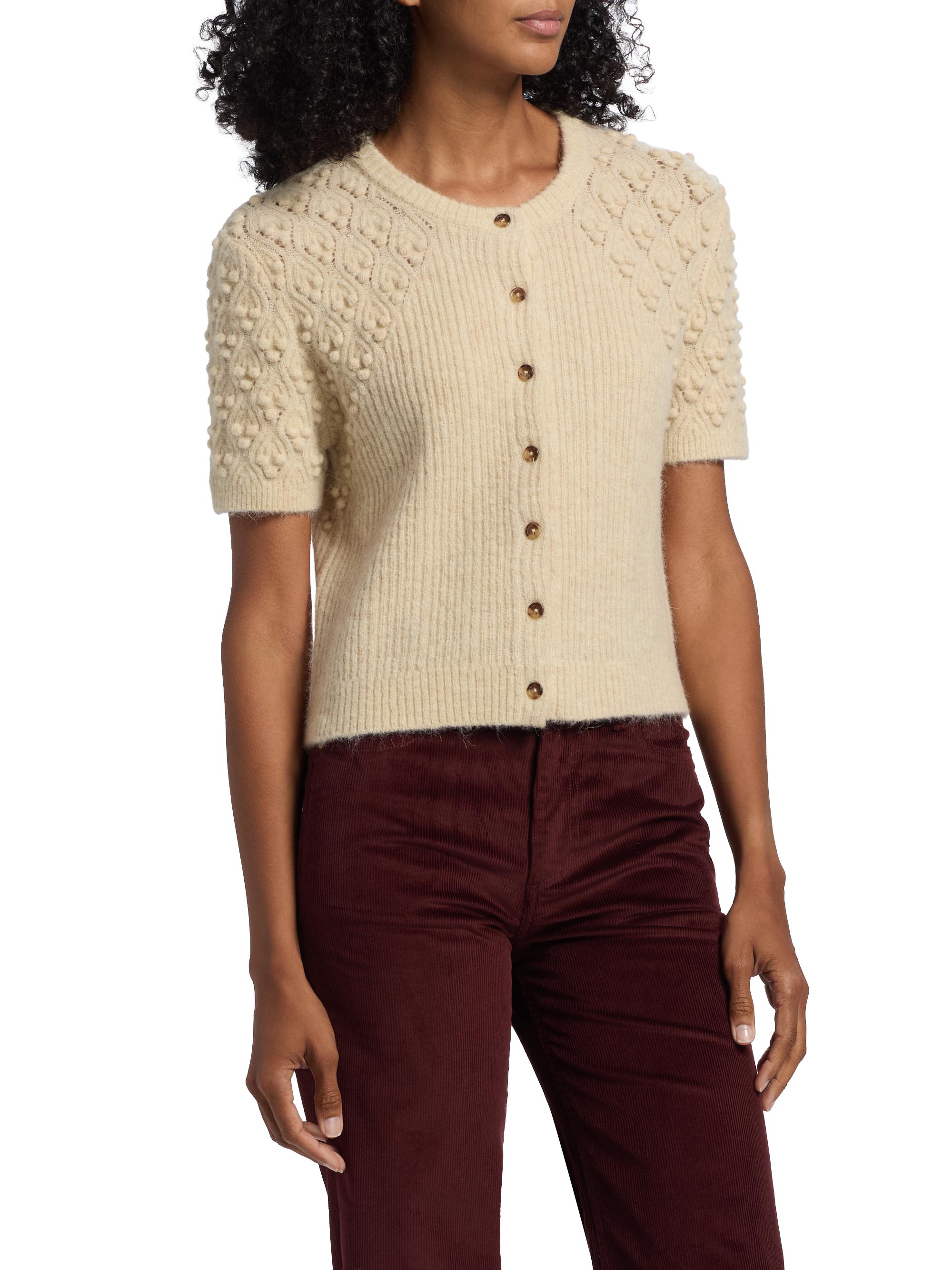 rag & bone Sierra Textured-Knit Short-Sleeve Cardigan | Saks Fifth