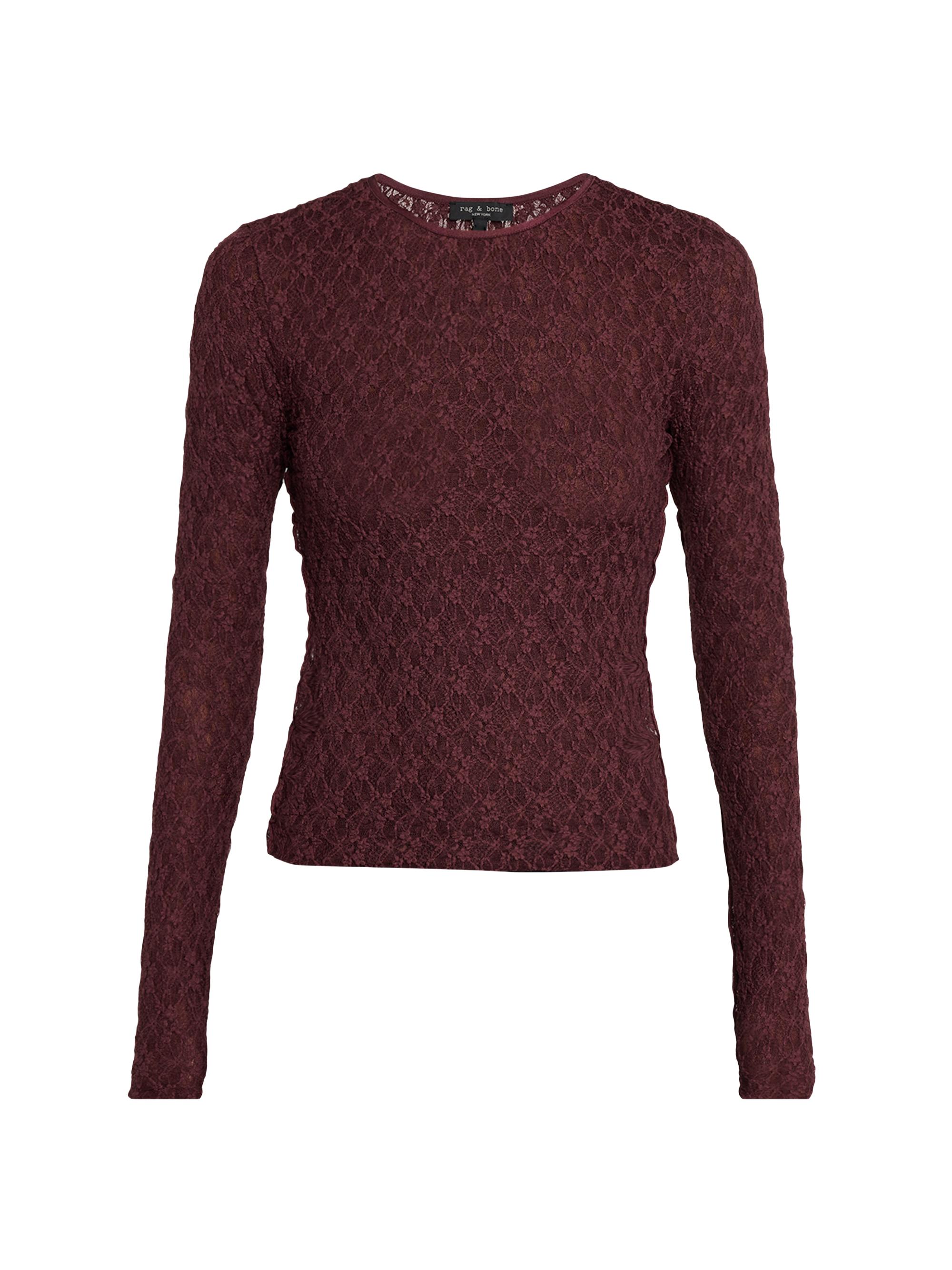 rag & bone Women's Ellie Stretch-Lace Crewneck Shirt - Black