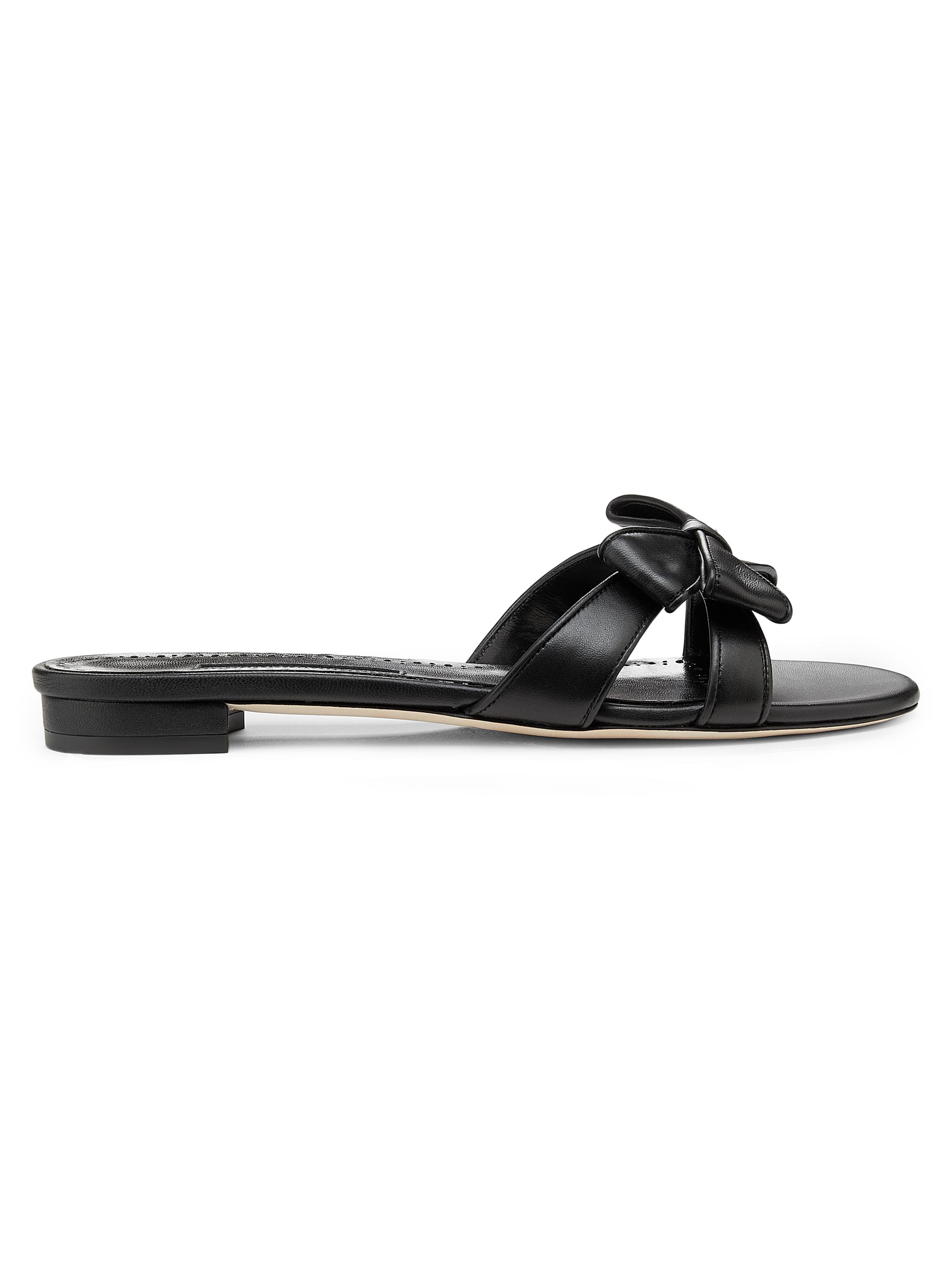 Manolo Blahnik Women's Cafredda Bow Leather Sandals - Black