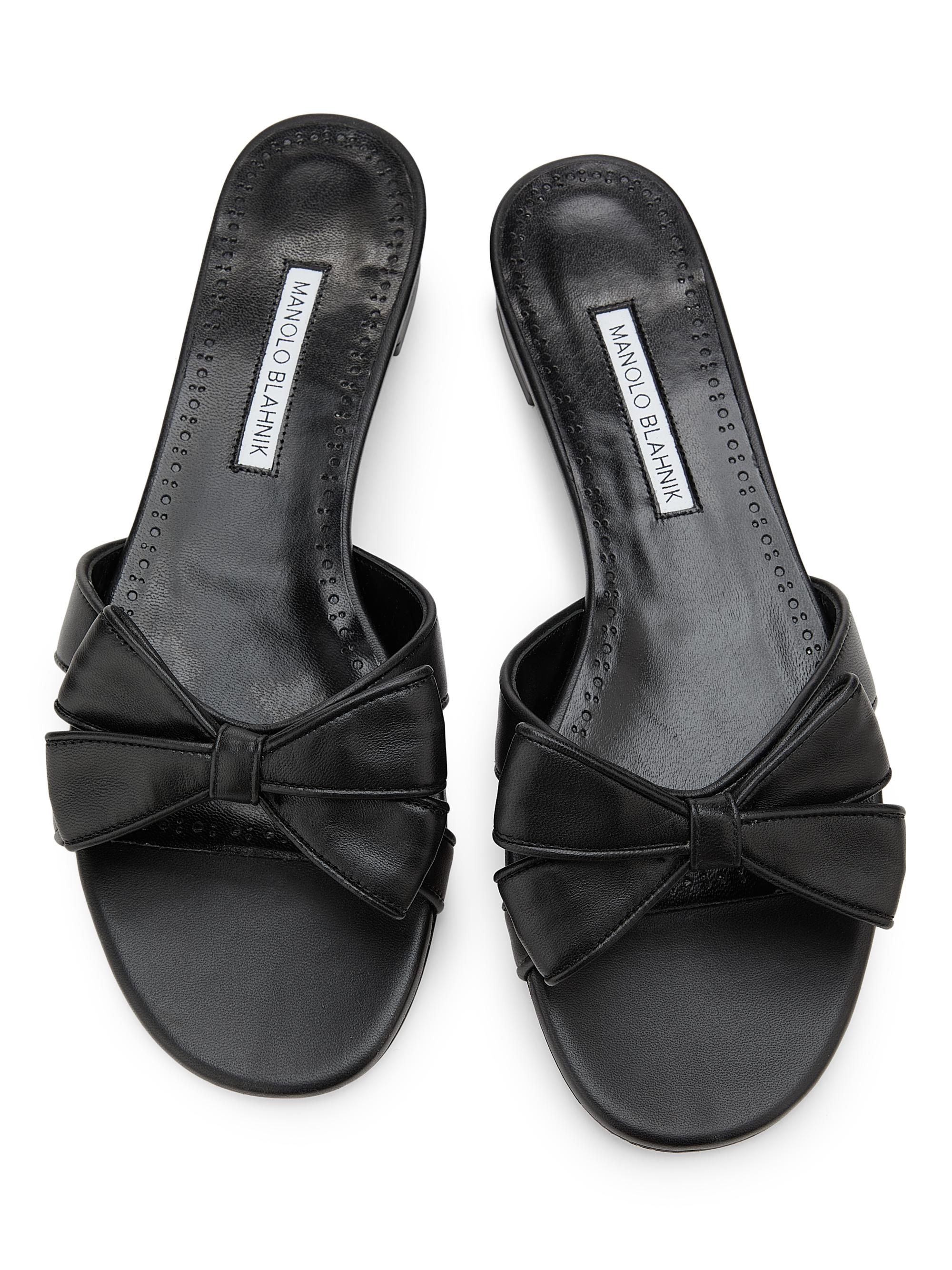 Manolo Blahnik Cafredda Bow Leather Sandals | Saks Fifth Avenue