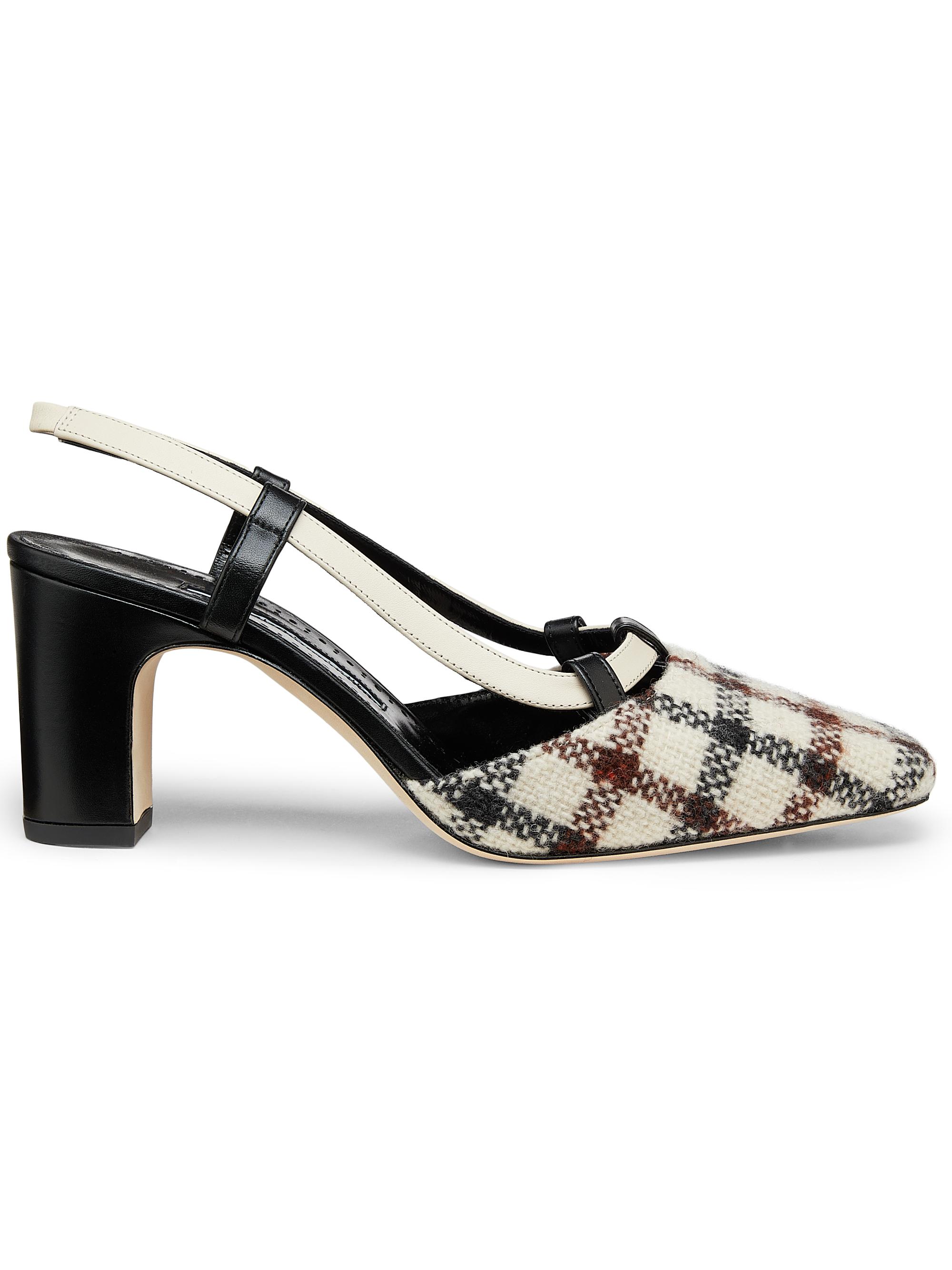 Manolo Blahnik Women's Vestal Check Wool & Leather Slingback Pumps - Black