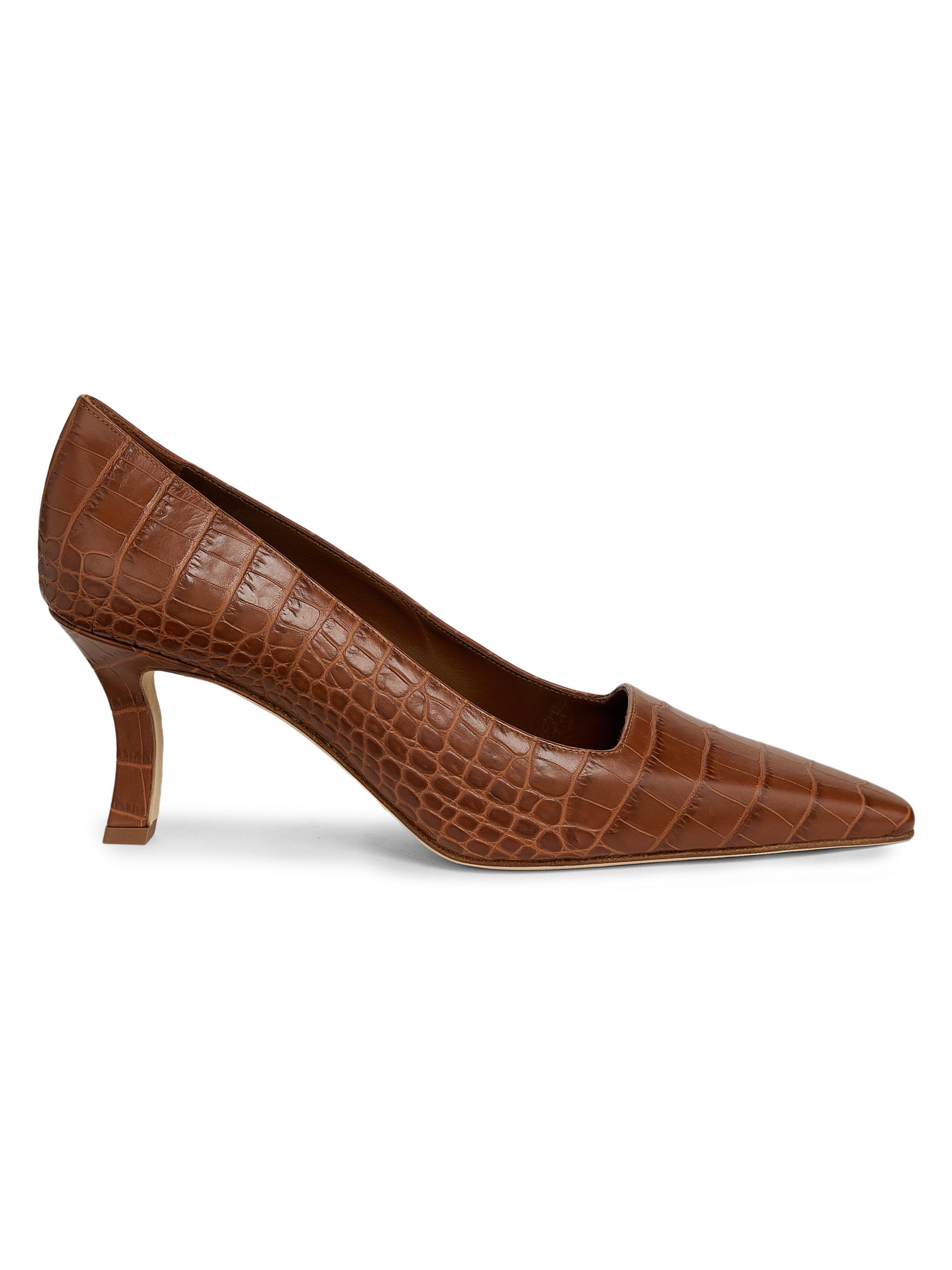Manolo Blahnik Moiralo Croc-Embossed Leather Pumps | Saks Fifth Avenue