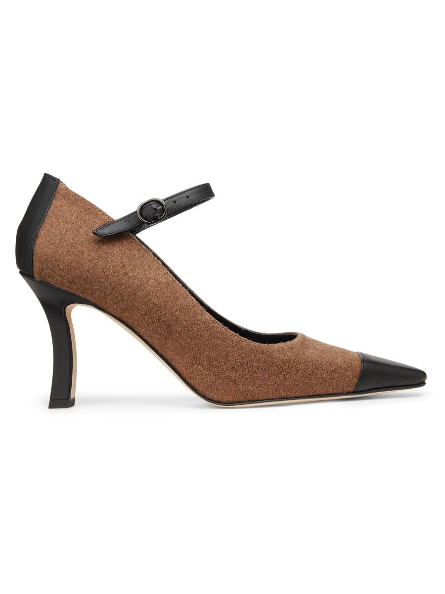 Manolo Blahnik Semele Wool-Blend Cap-Toe Pumps | Saks Fifth