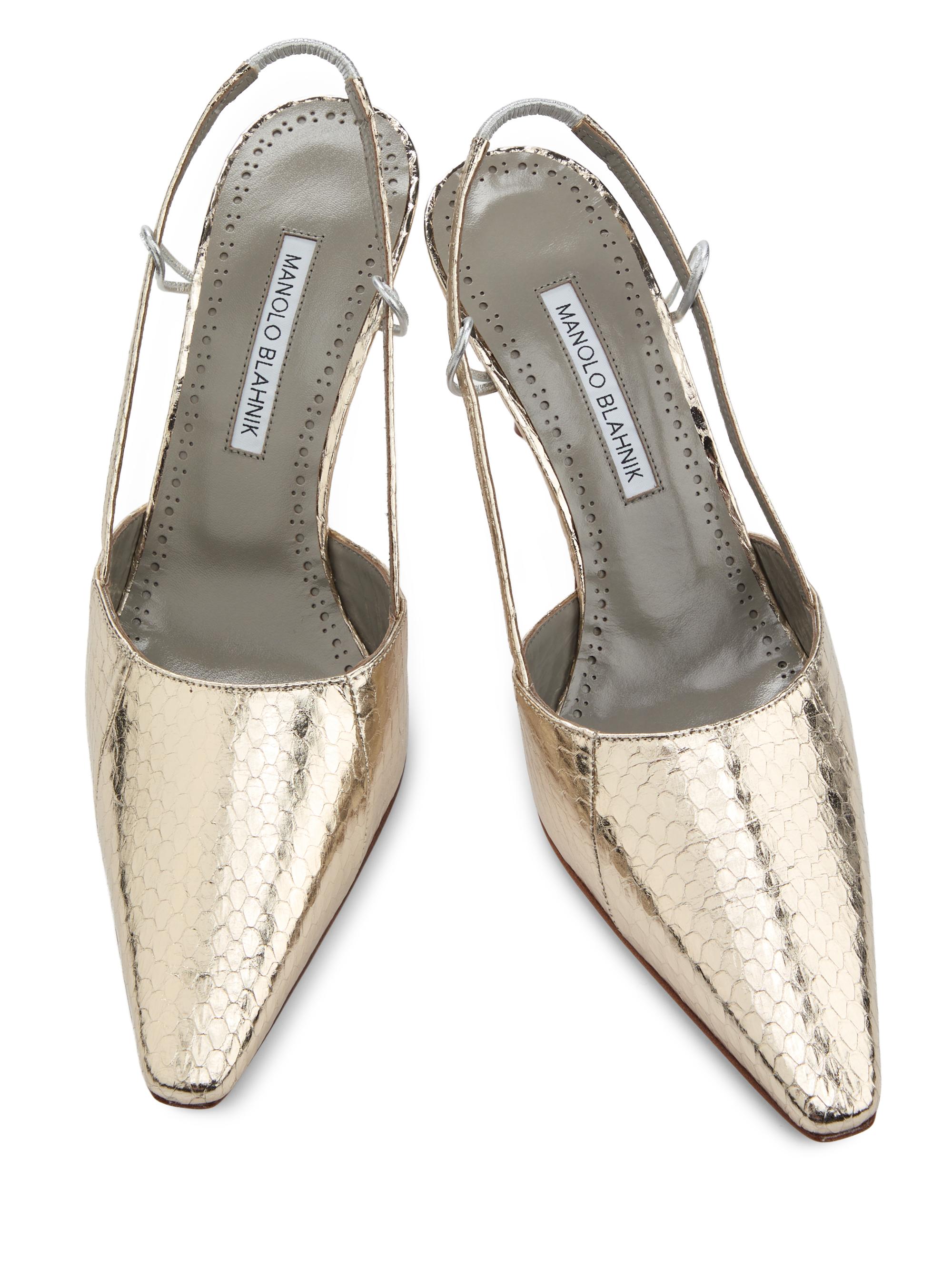 Manolo Blahnik Touki 70MM Snake-Embossed Leather Slingback