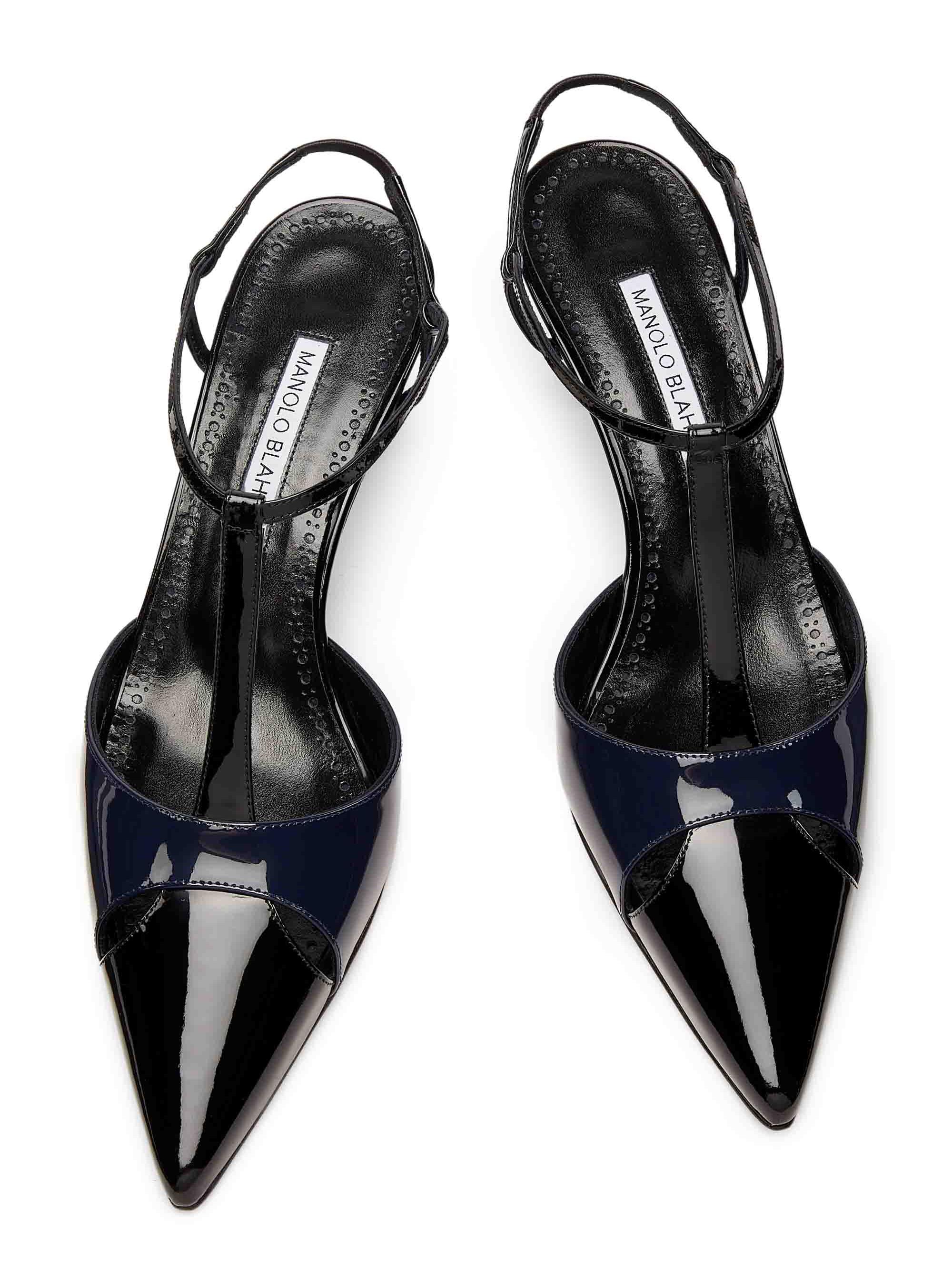 Manolo Blahnik Turgimod 50MM Leather T-Strap Pumps | Saks Fifth Avenue