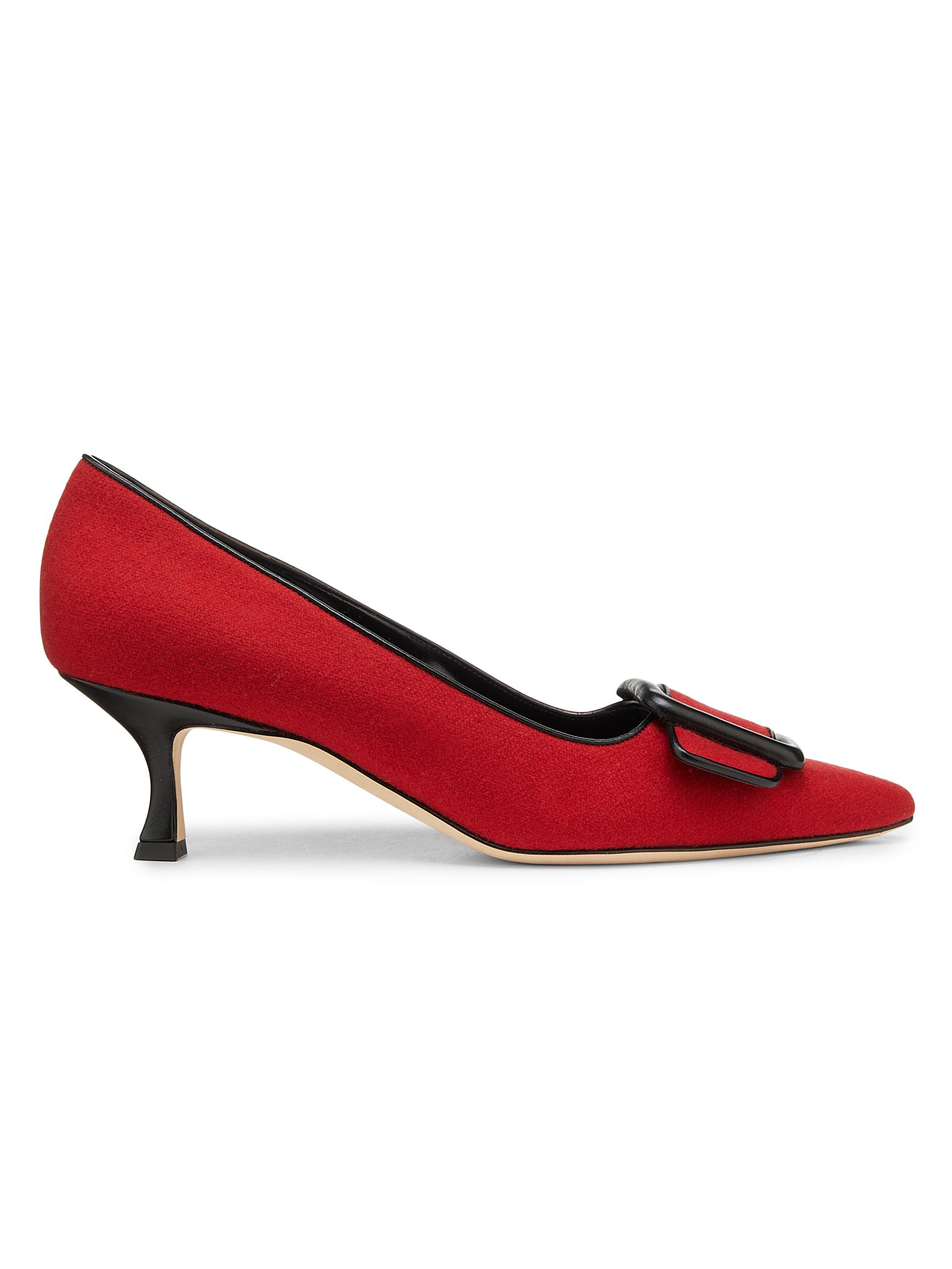 靴 MANOLO BLAHNIK MAYSALE Manolo Blahnik Maysale Buckle-Detailed Wool-Blend Pumps | Saks