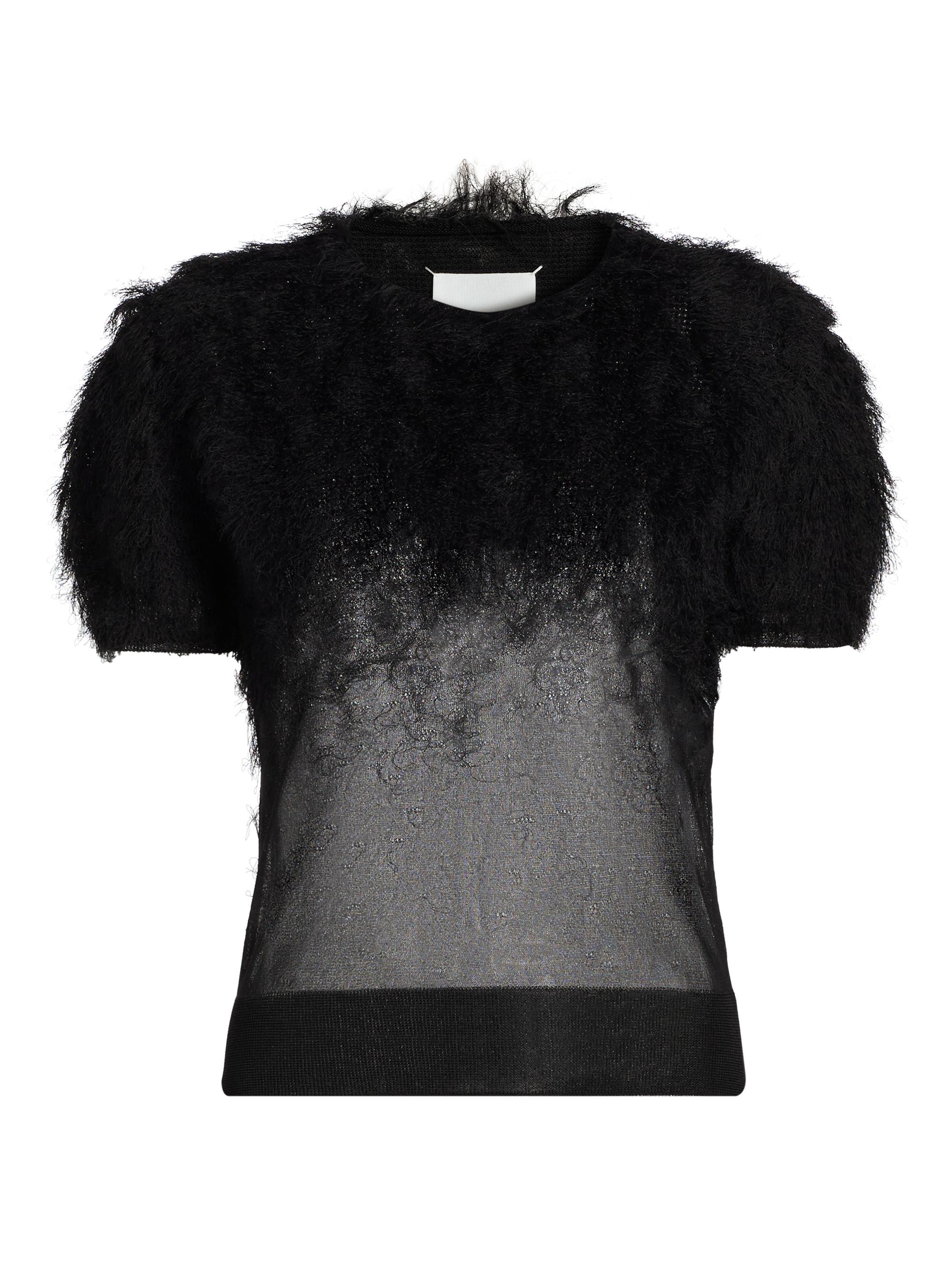 Maison Margiela Women's Feathered Sheer Silk Top - Black