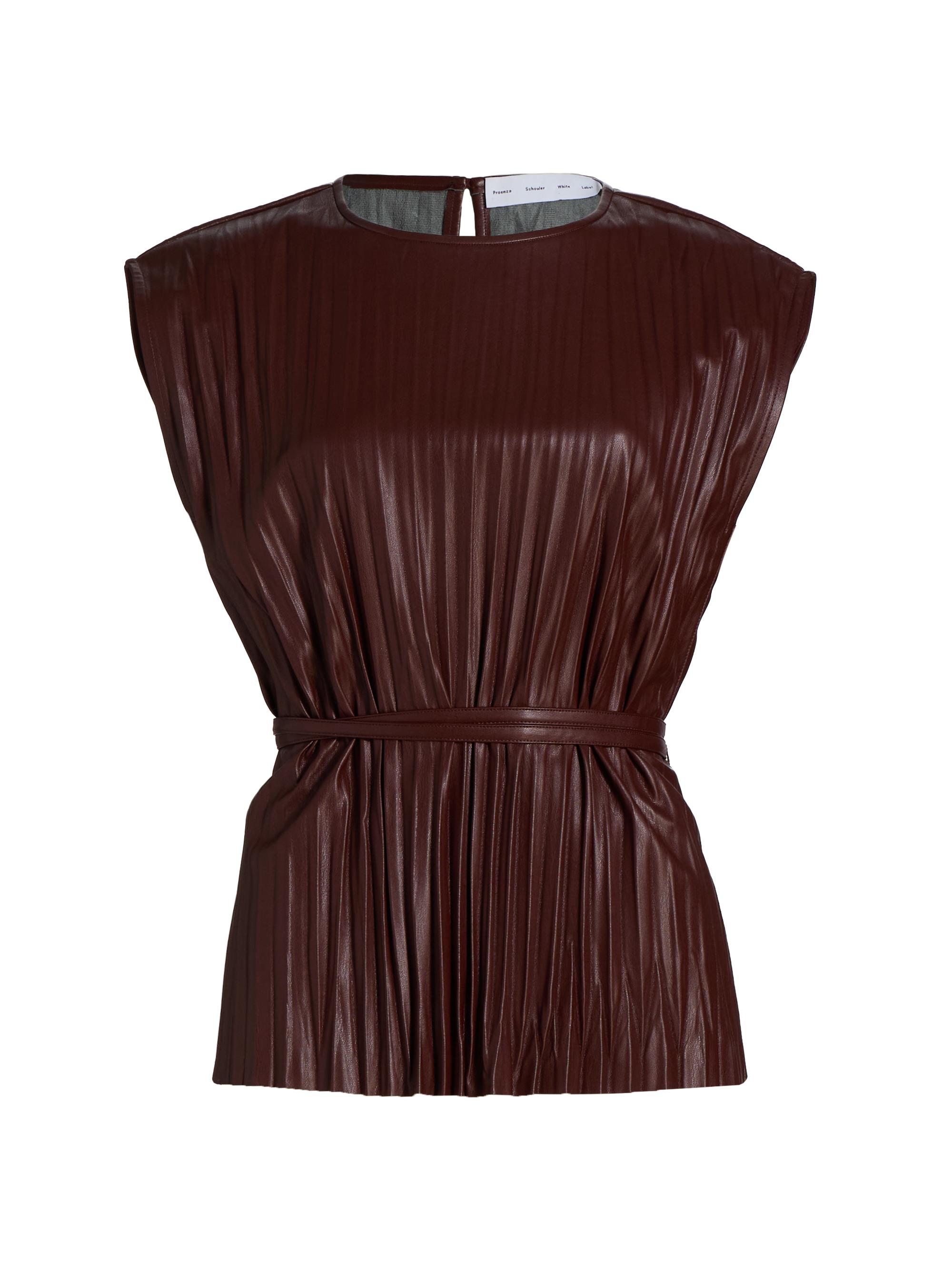 Proenza Schouler White Label Women's Lyra Pleated Faux Leather Top - Oxblood