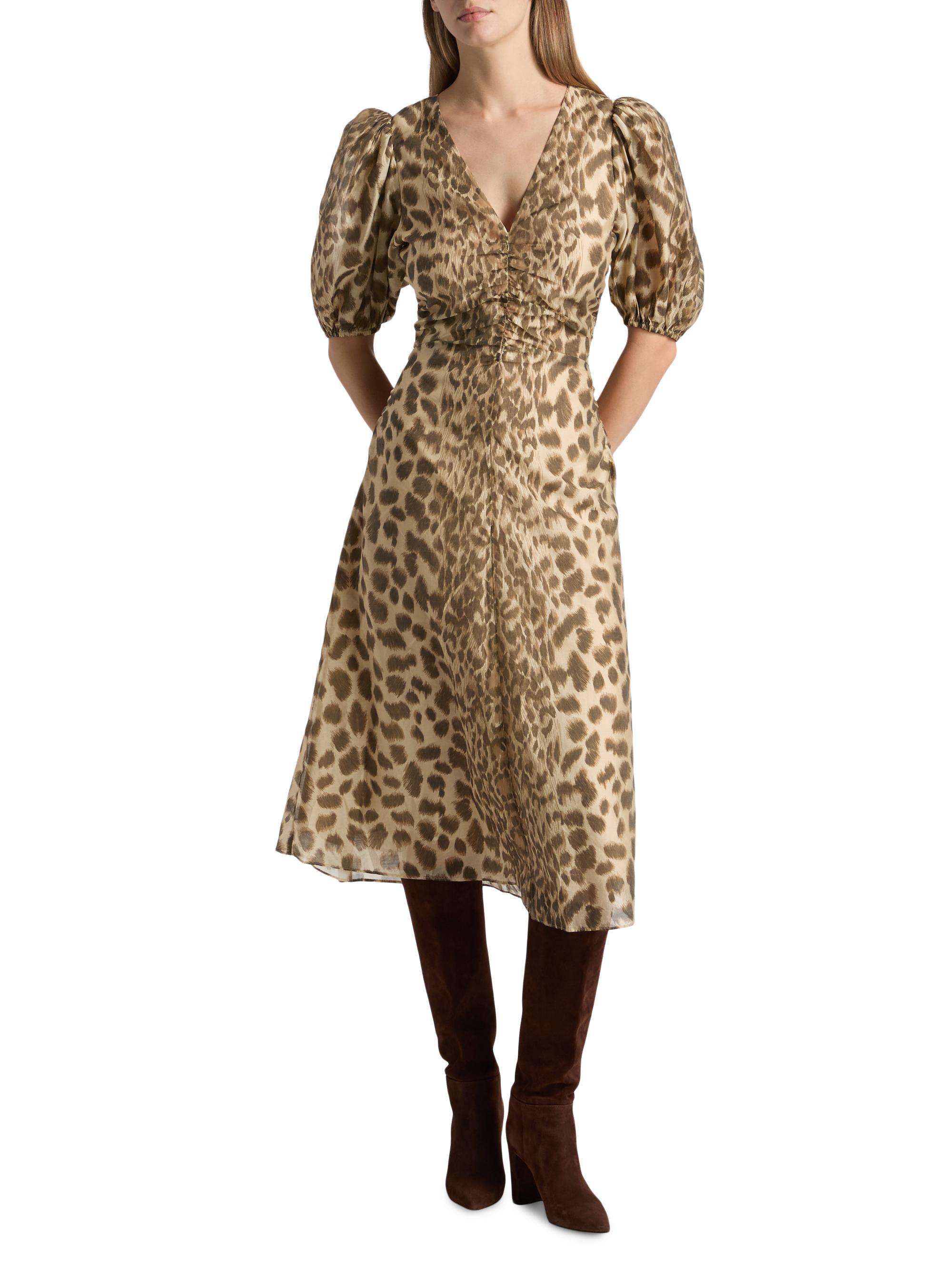 Cream Claude Print Puff Sleeve Midi Dress Sea New York Cream / 6