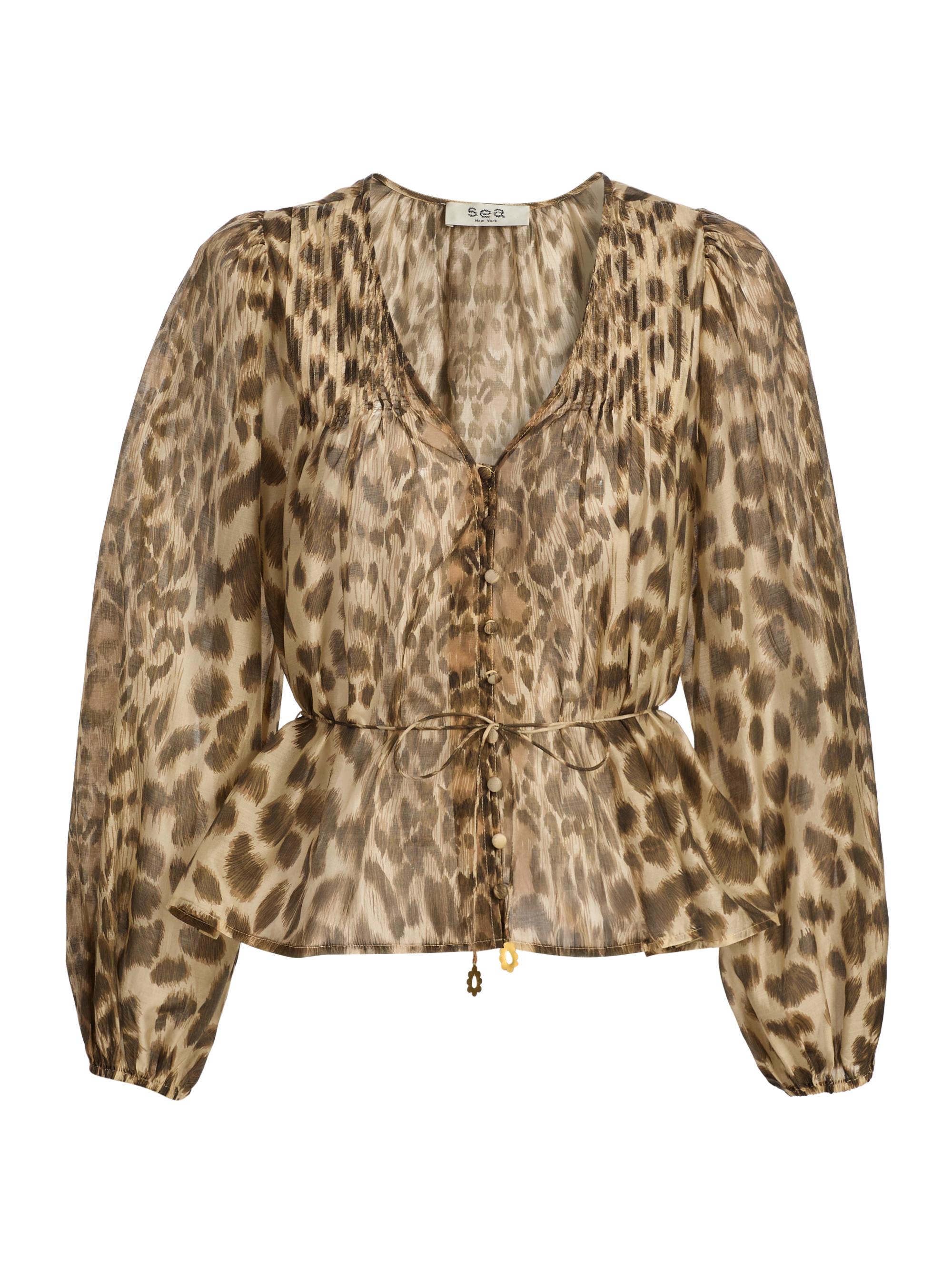 Sea Women's Claude Leopard-Print Blouse - Cream
