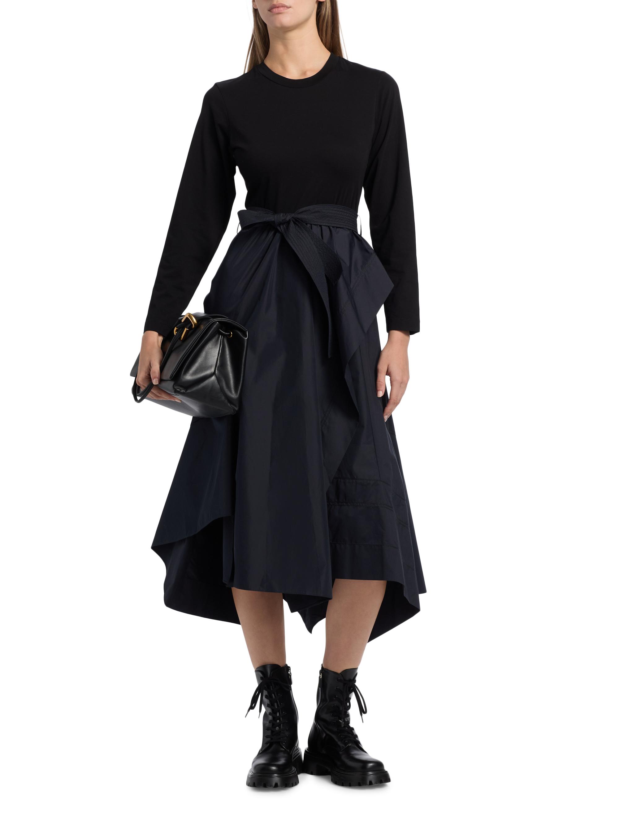 3.1 Phillip Lim Round Neck Mixed Media Long-Sleeve Midi-Dress