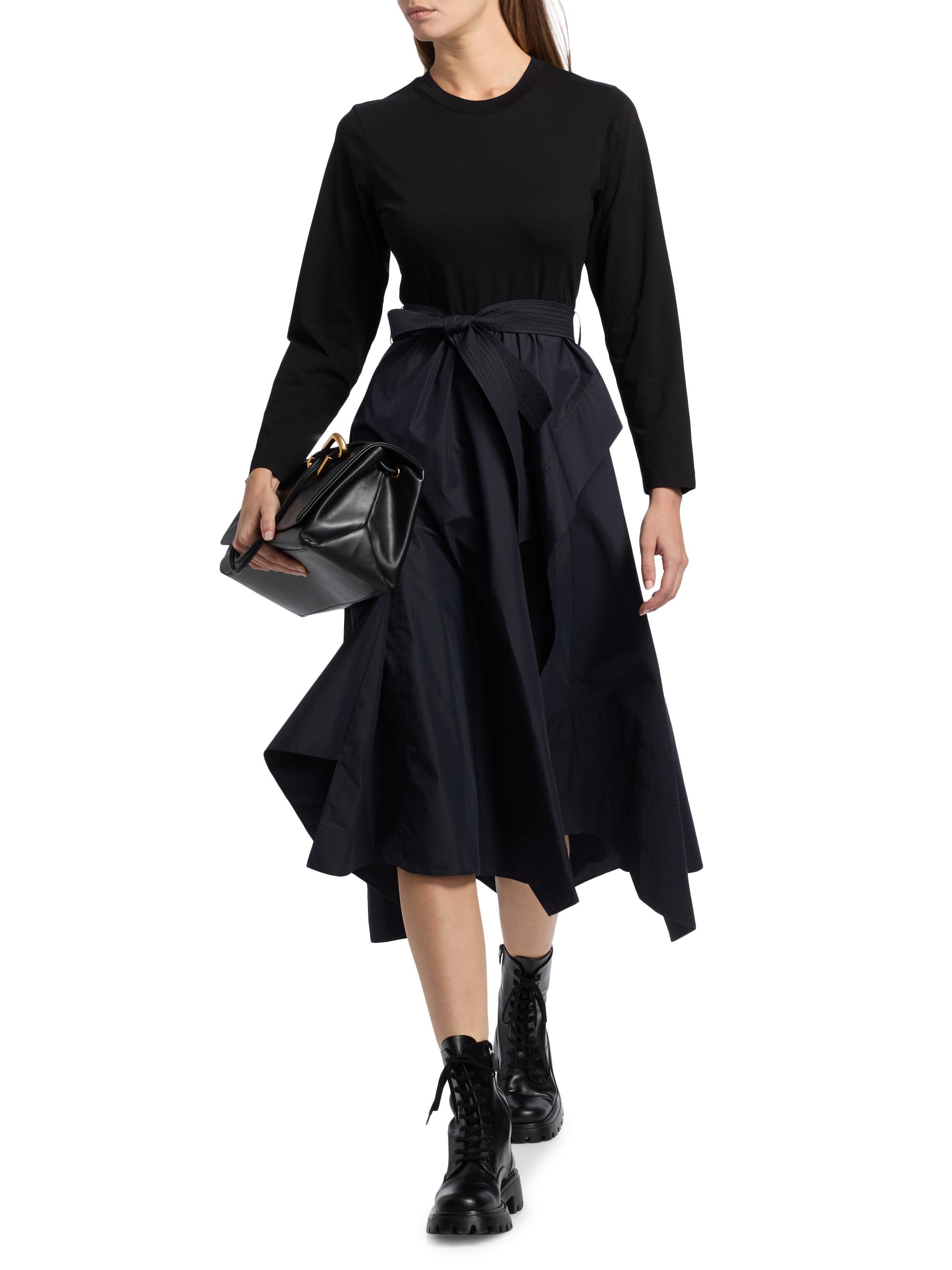 3.1 Phillip Lim Round Neck Mixed Media Long-Sleeve Midi-Dress