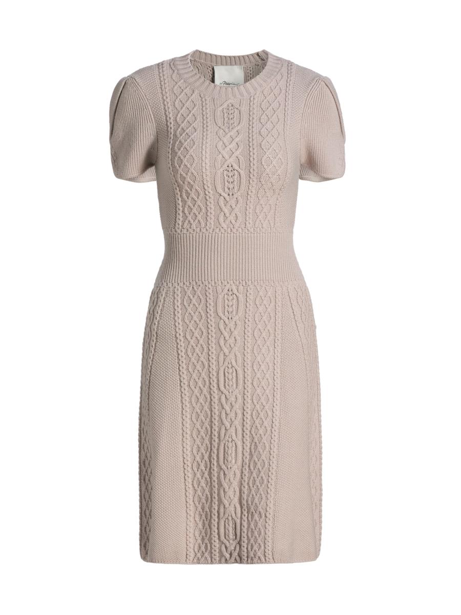 3.1 Phillip Lim Women's Cable-Knit Tulip Dress - OYSTER - Size Small