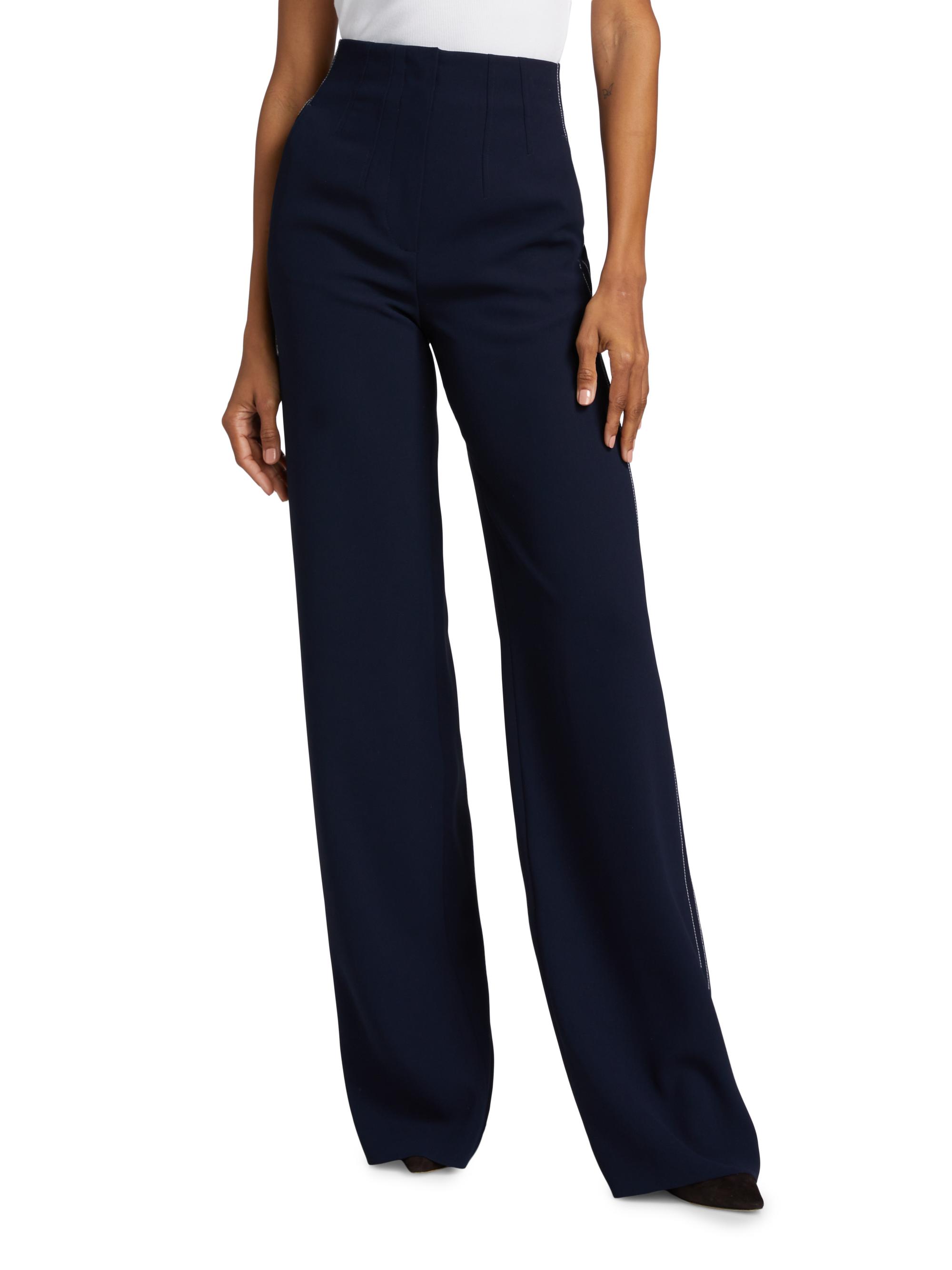Veronica Beard Elin Topstitched Wide-Leg Pants | Saks Fifth Avenue display picture 1
