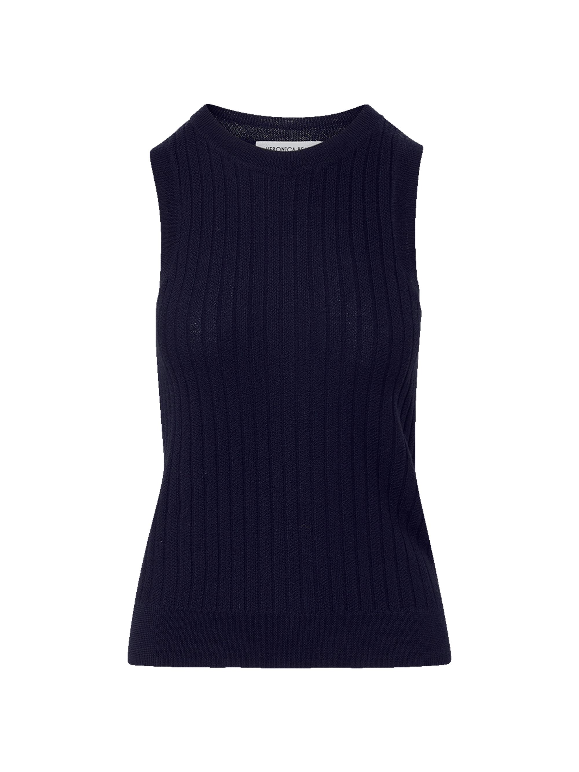 Veronica Beard Women's Jerrel Rib-Knit Merino Wool Tank - Navy