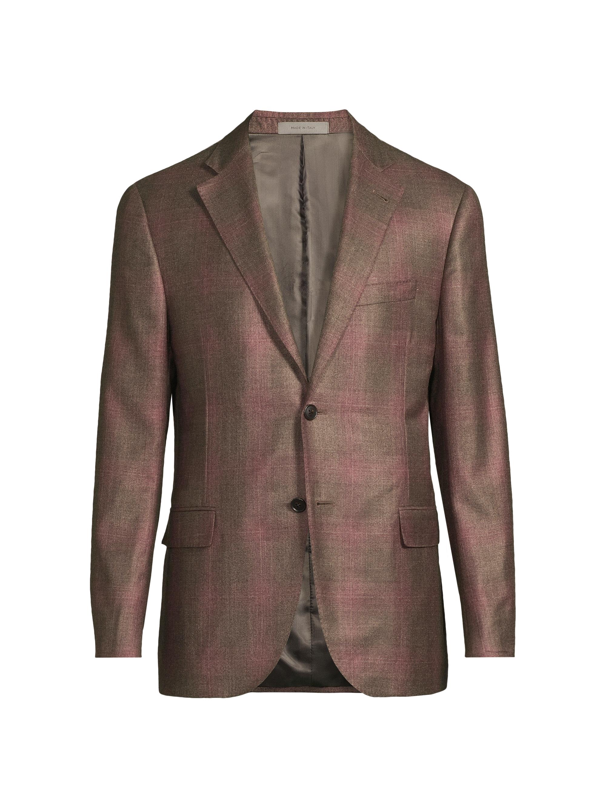 Corneliani Men's Plaid Silk-Cashmere Sport Coat - Medium Brown Pink