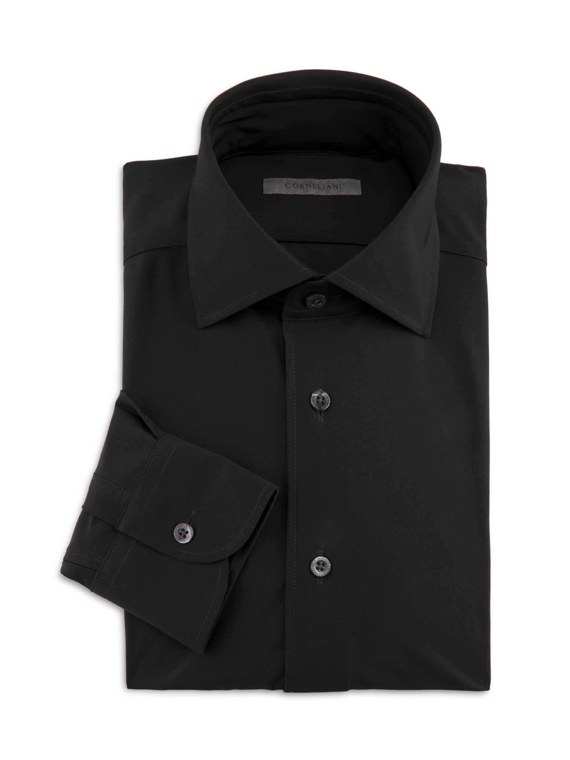 Corneliani Men's Tech Dress Shirt - Black
