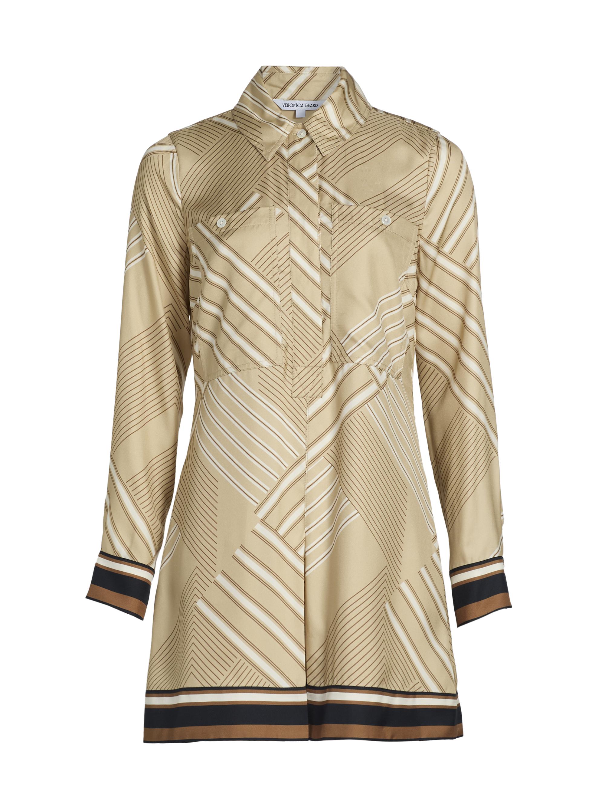 Veronica Beard Women's Pryce Striped Silk-Blend Shirtdress - Stone Khaki Multi