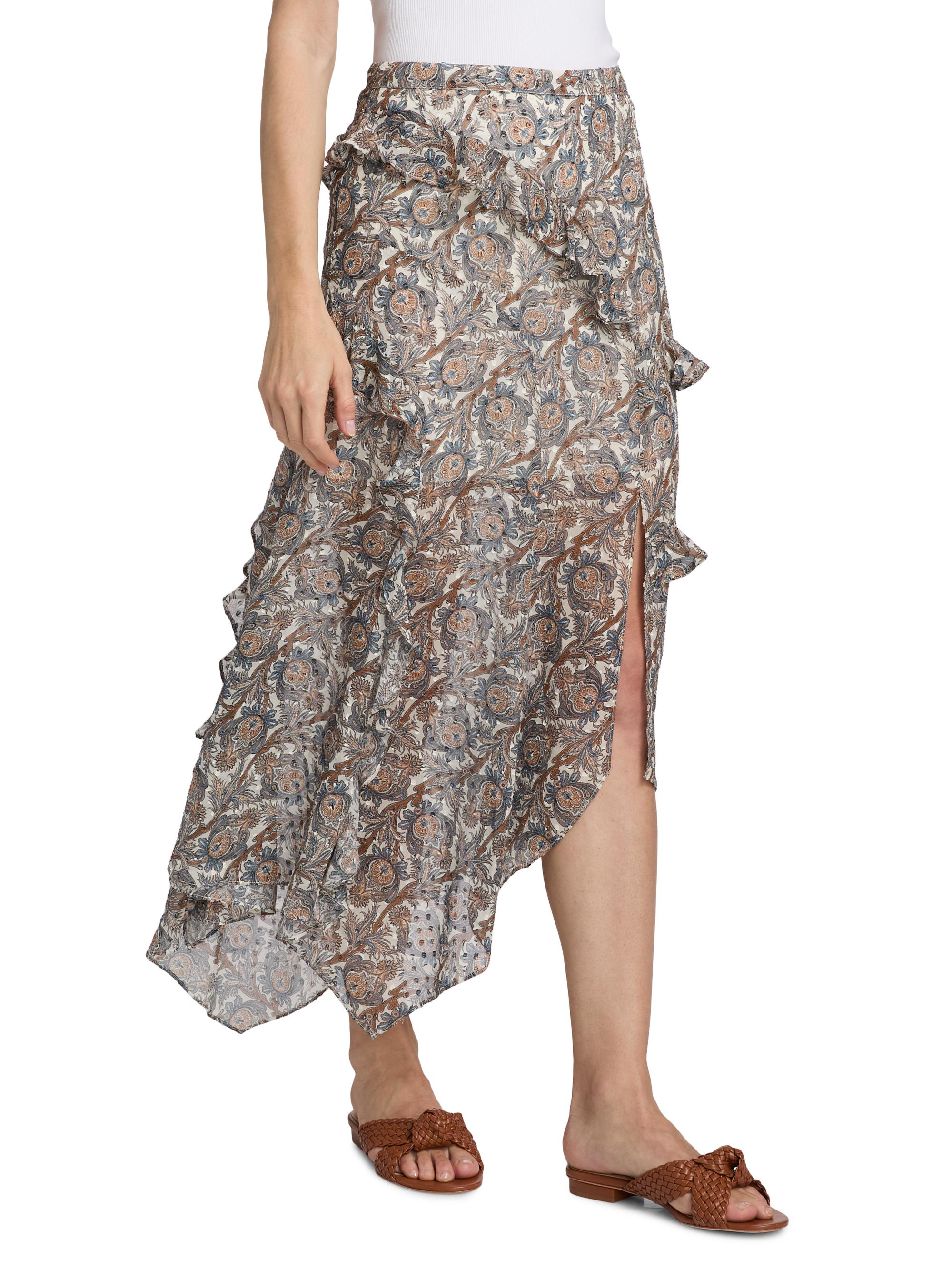 Veronica Beard Eleonora Asymmetric Paisley Silk-Blend Skirt | Saks