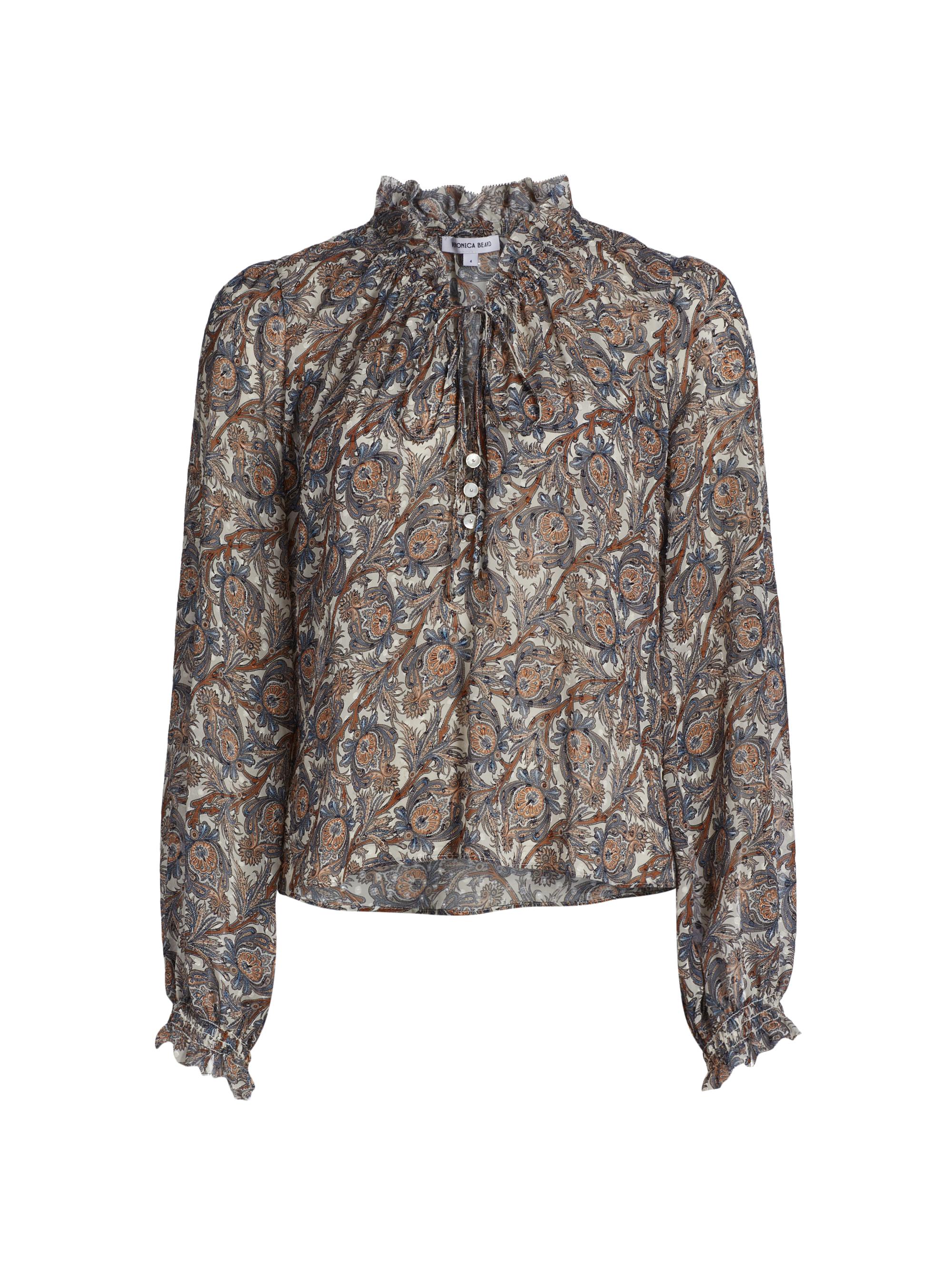 Veronica Beard Women's Hickory Silk-Blend Paisley Blouse - Dove Multi