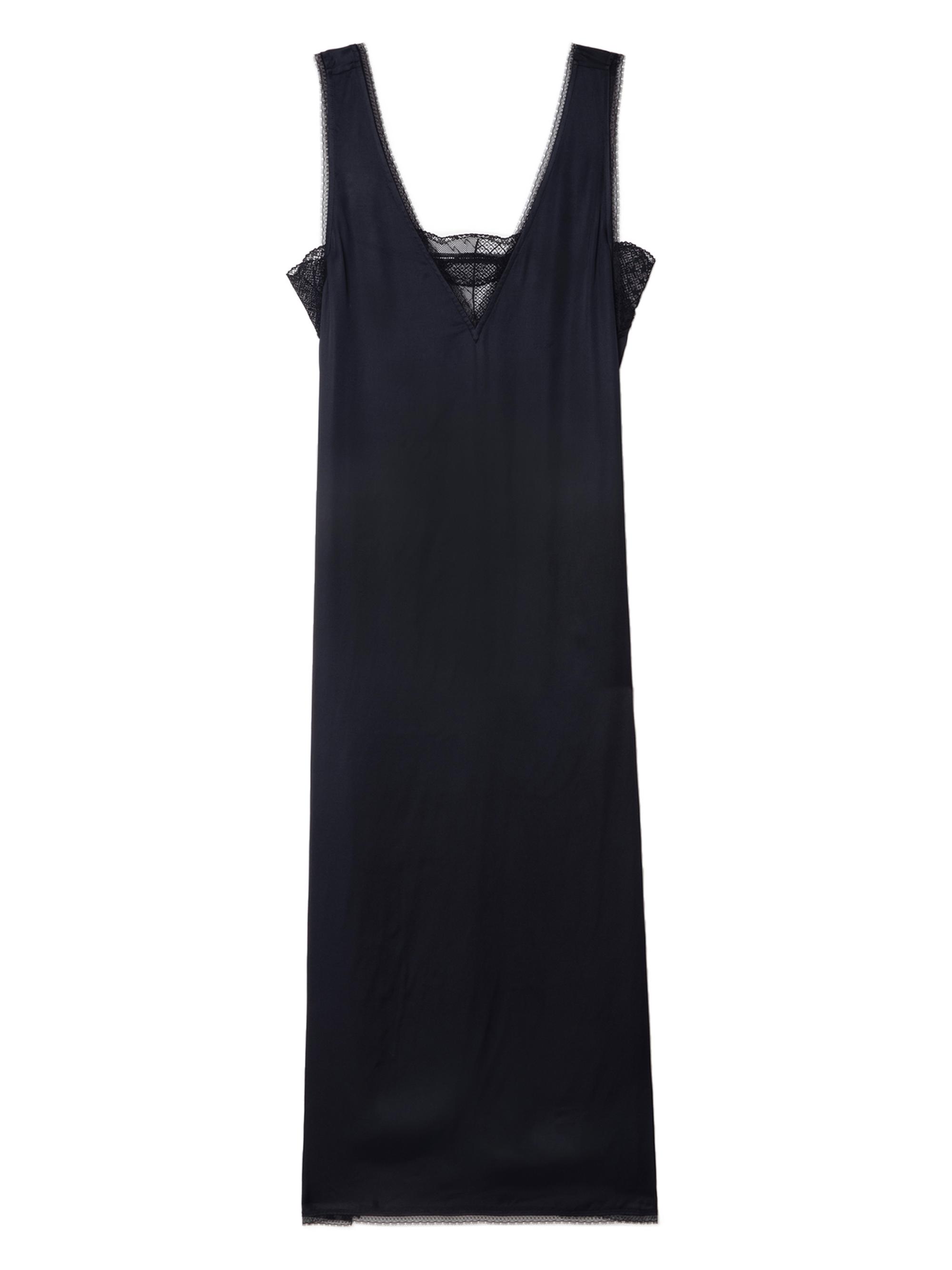 Zadig & Voltaire Women's Renzo Satin V-Neck Slip Dress - Black