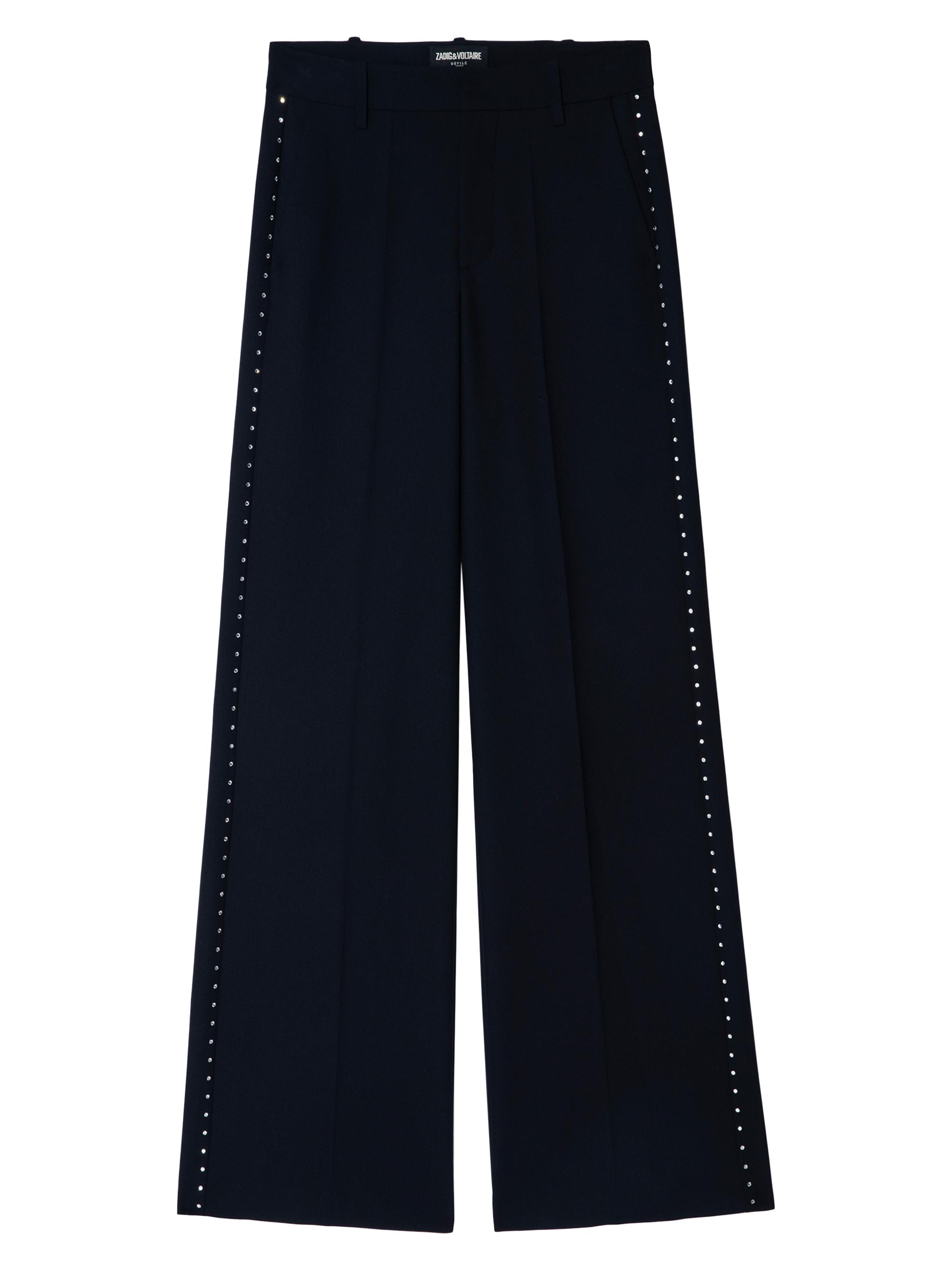 Zadig & Voltaire Women's Panol Tailleur Strass Woven Wide-Leg Pants - Encre