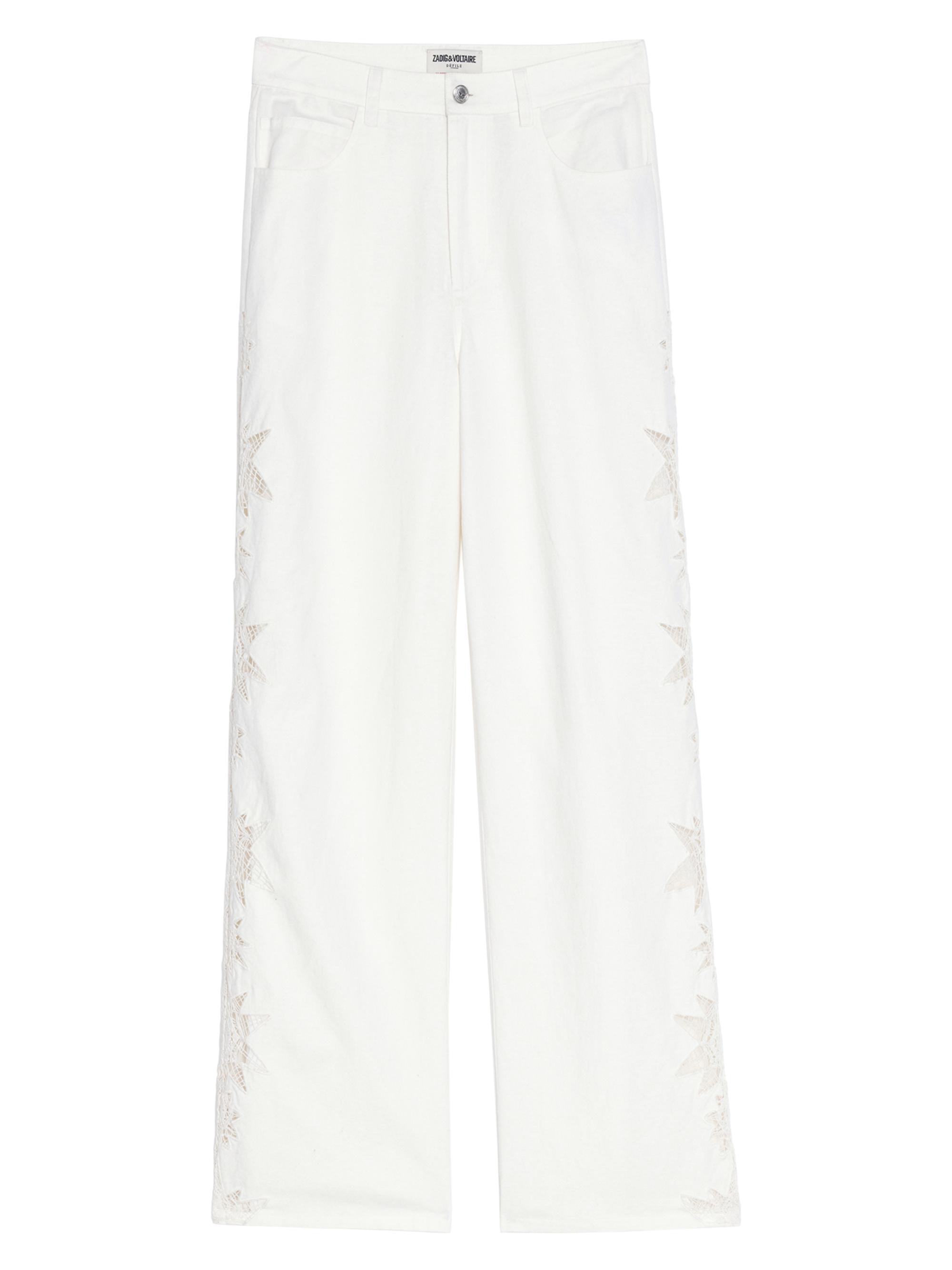 Zadig & Voltaire Women's Elfy Cotton-Linen Embroidered Wide-Leg Pants - Judo