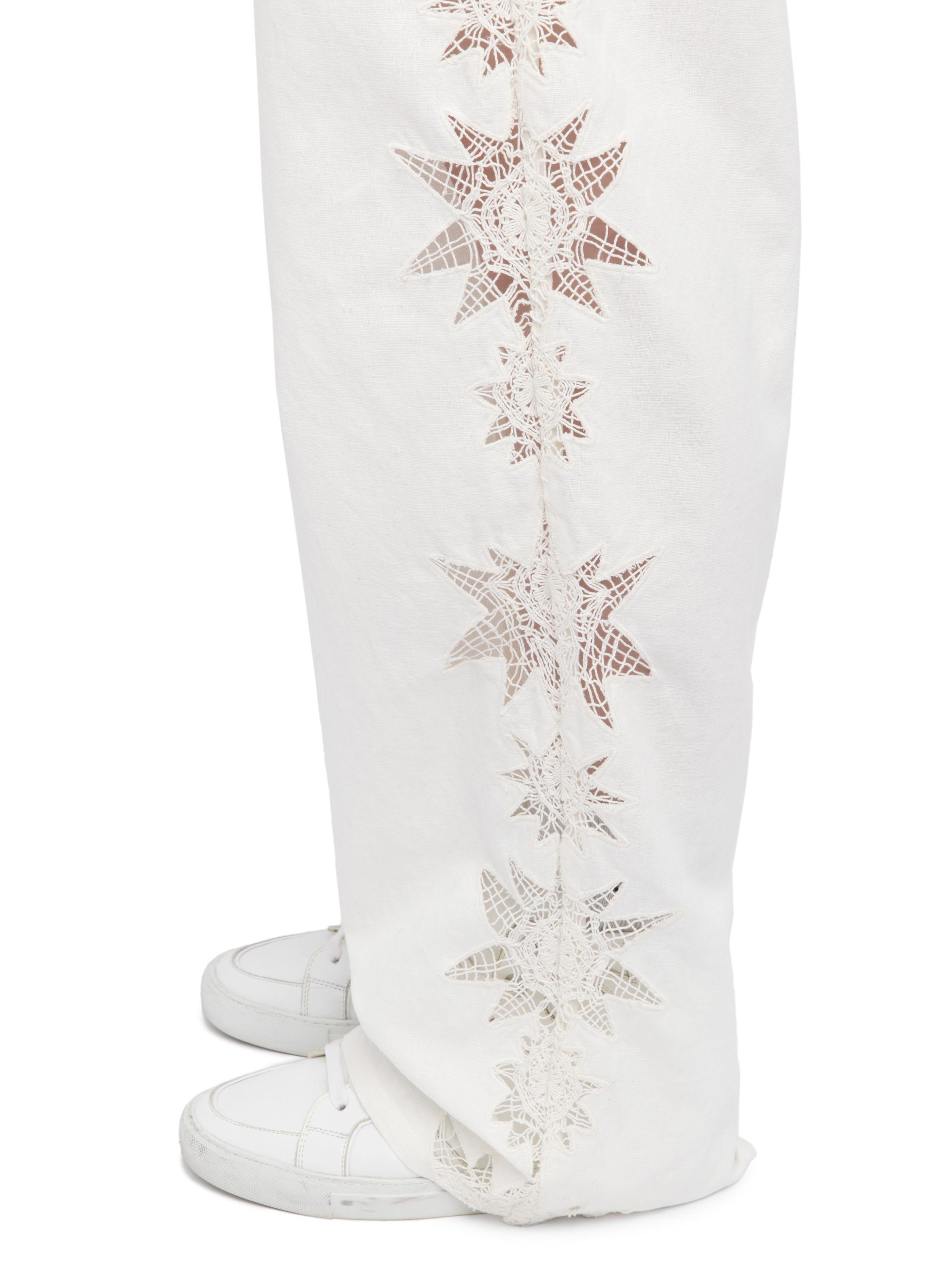 Zadig & Voltaire Elfy Cotton-Linen Embroidered Wide-Leg Pants
