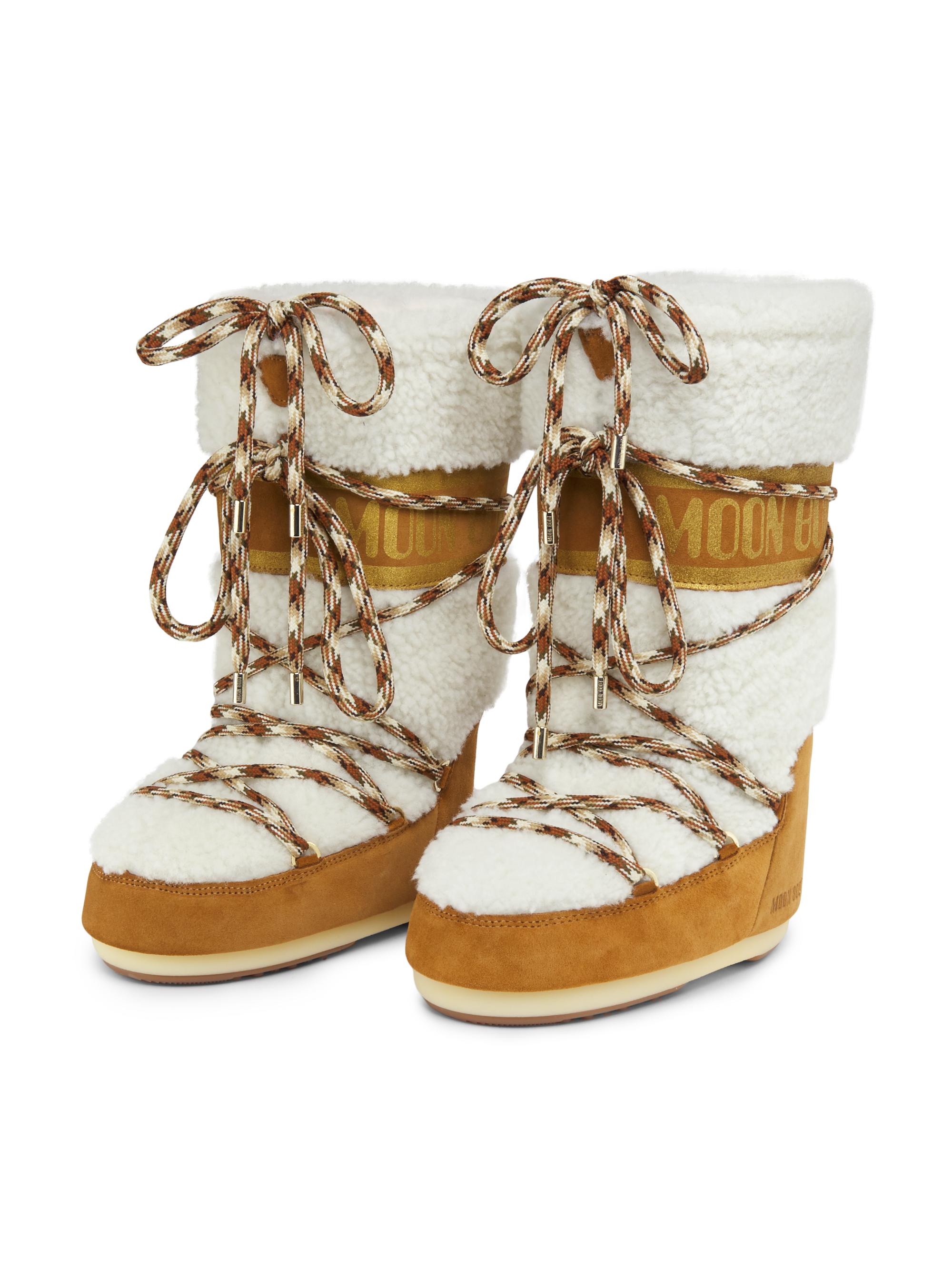 Moon Boot Icon Shearling-Trim Wool & Suede Boots | Saks Fifth Avenue