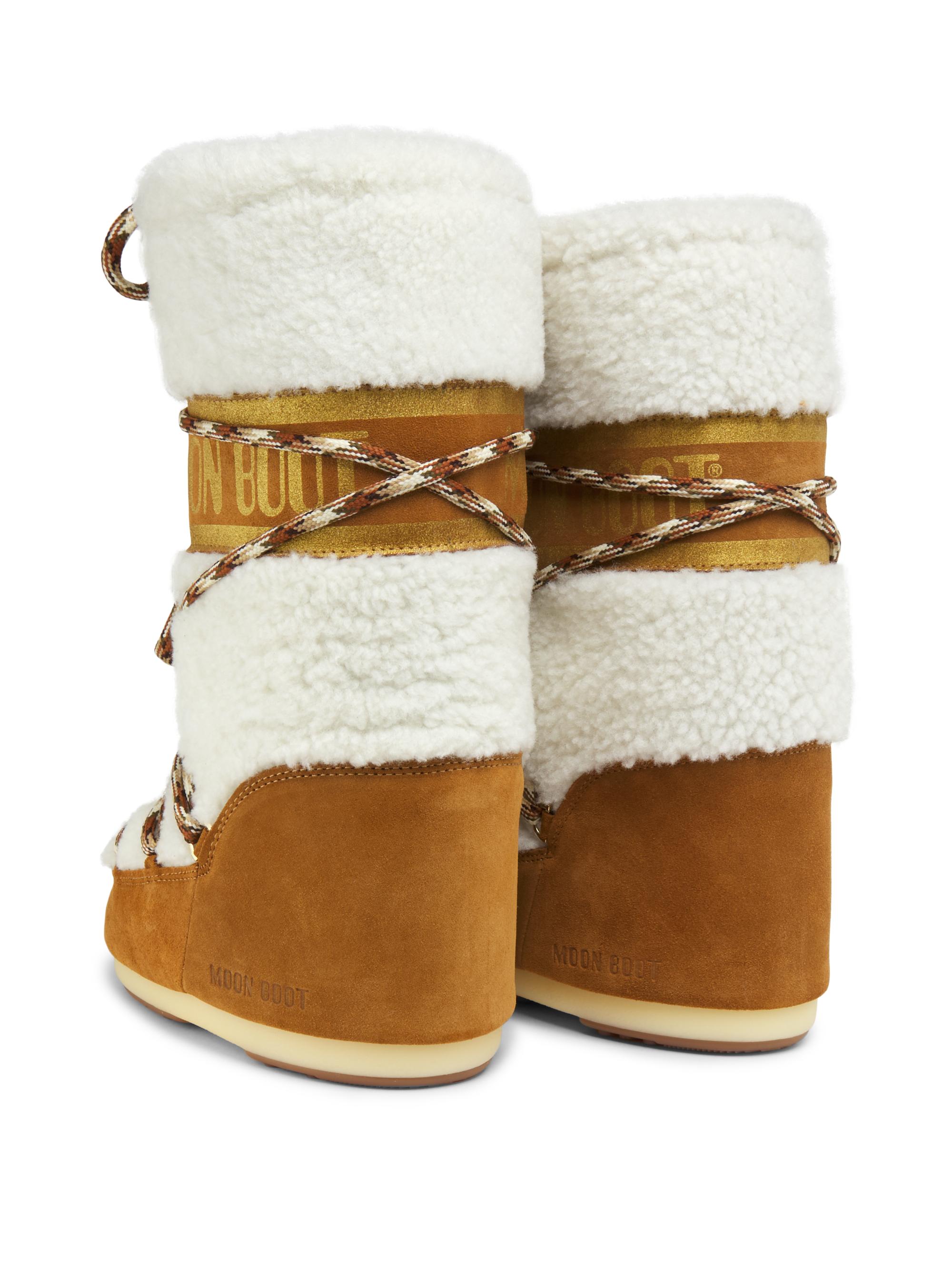 Moon Boot Icon Shearling-Trim Wool & Suede Boots | Saks Fifth Avenue