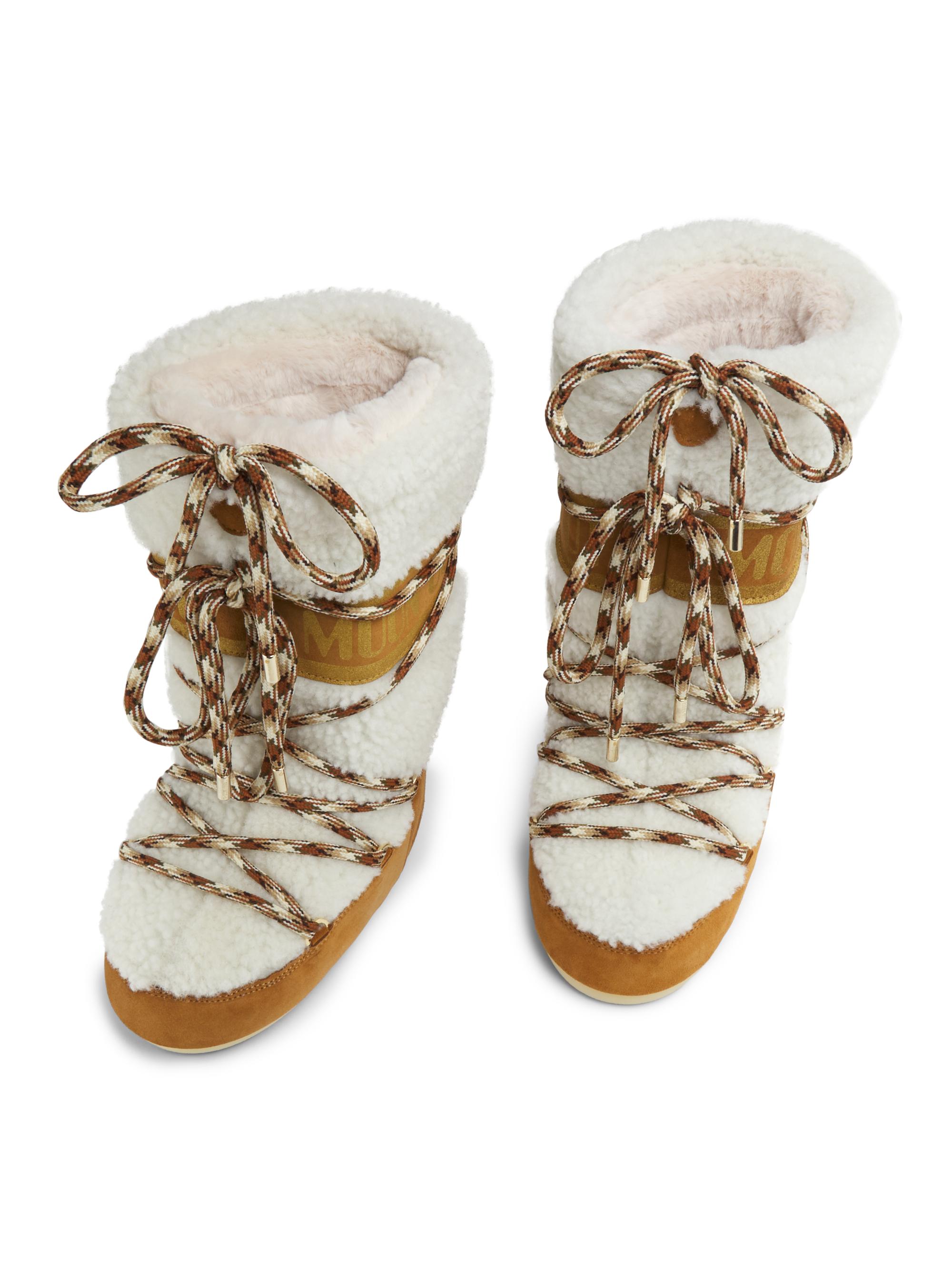 Moon Boot Icon Shearling-Trim Wool & Suede Boots | Saks Fifth Avenue