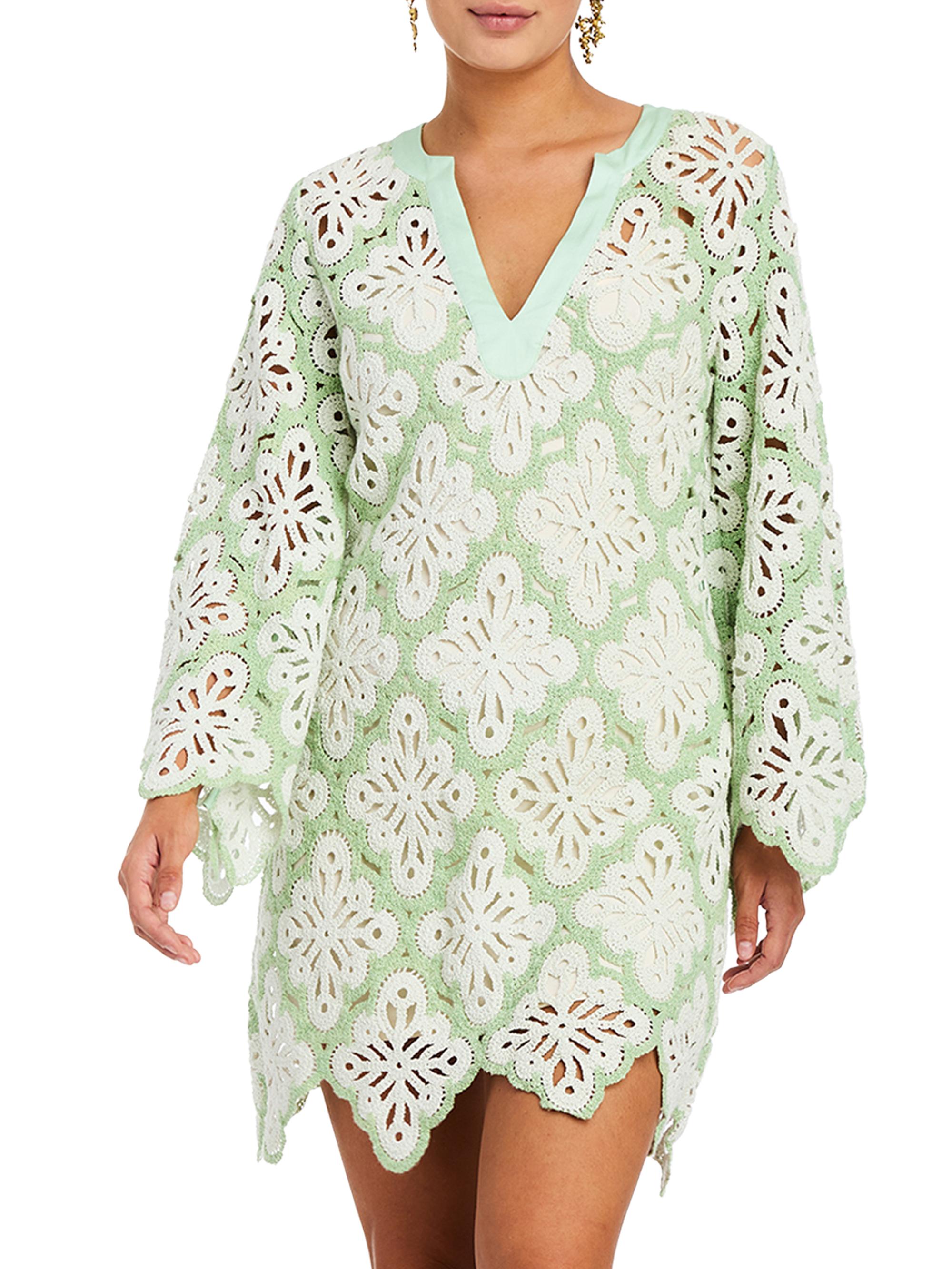 Mestiza New York Women's Palermo Scallop Open-Knit Minidress - Green Seaglass