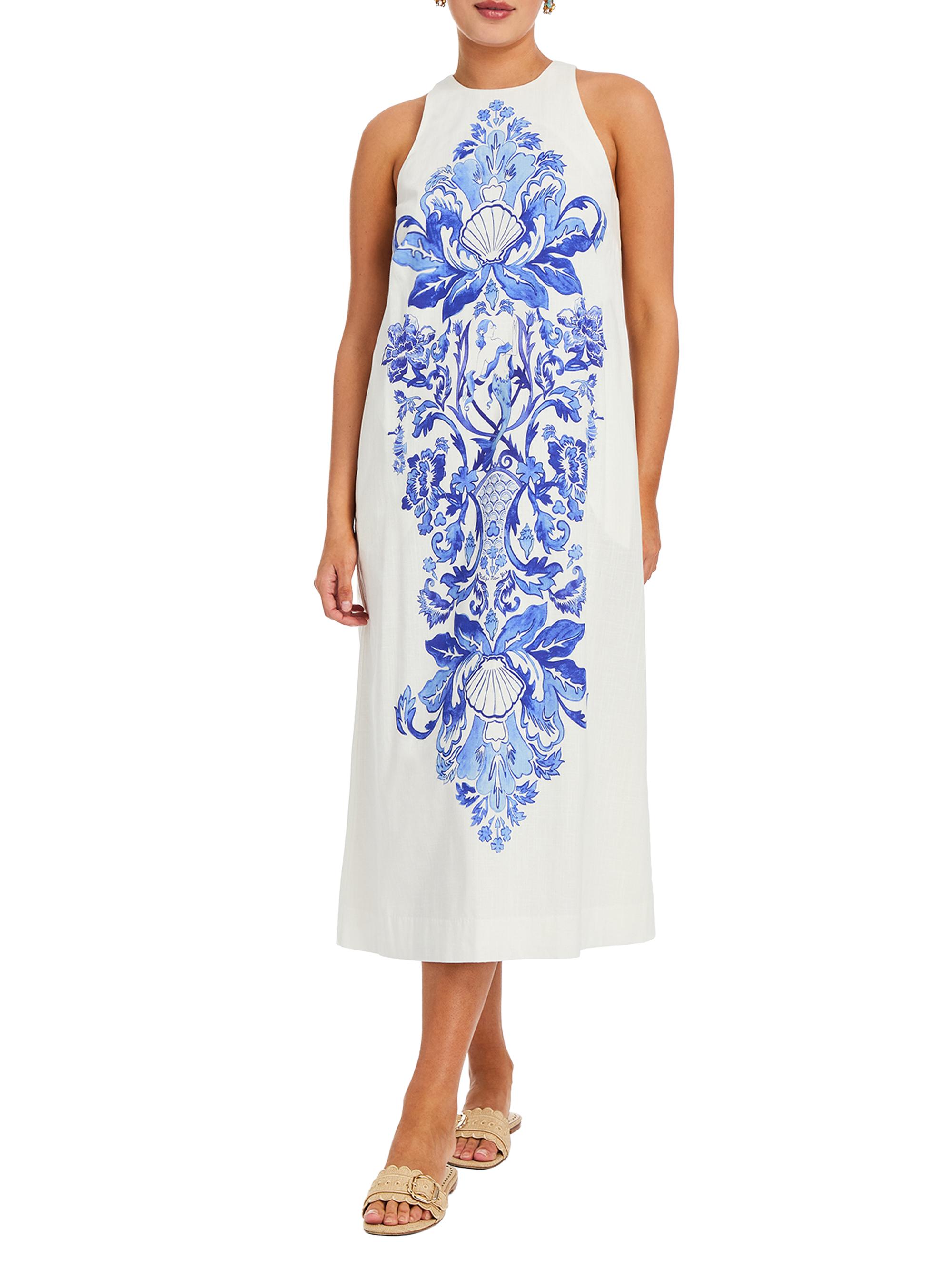 Mestiza New York Women's Farfalle Printed A-Line Midi-Dress - Mermaid Trellis