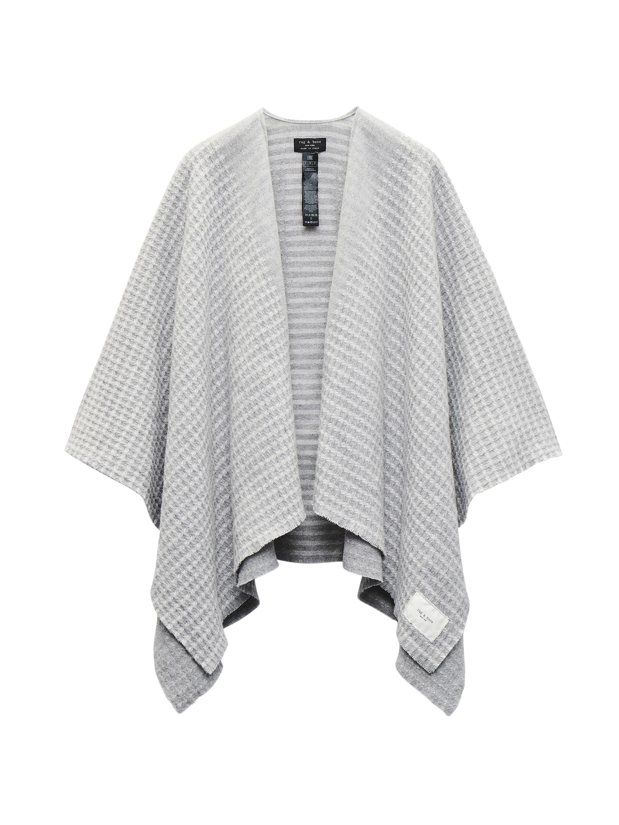rag & bone Women's Joni Waffle-Knit Wool Poncho - Grey
