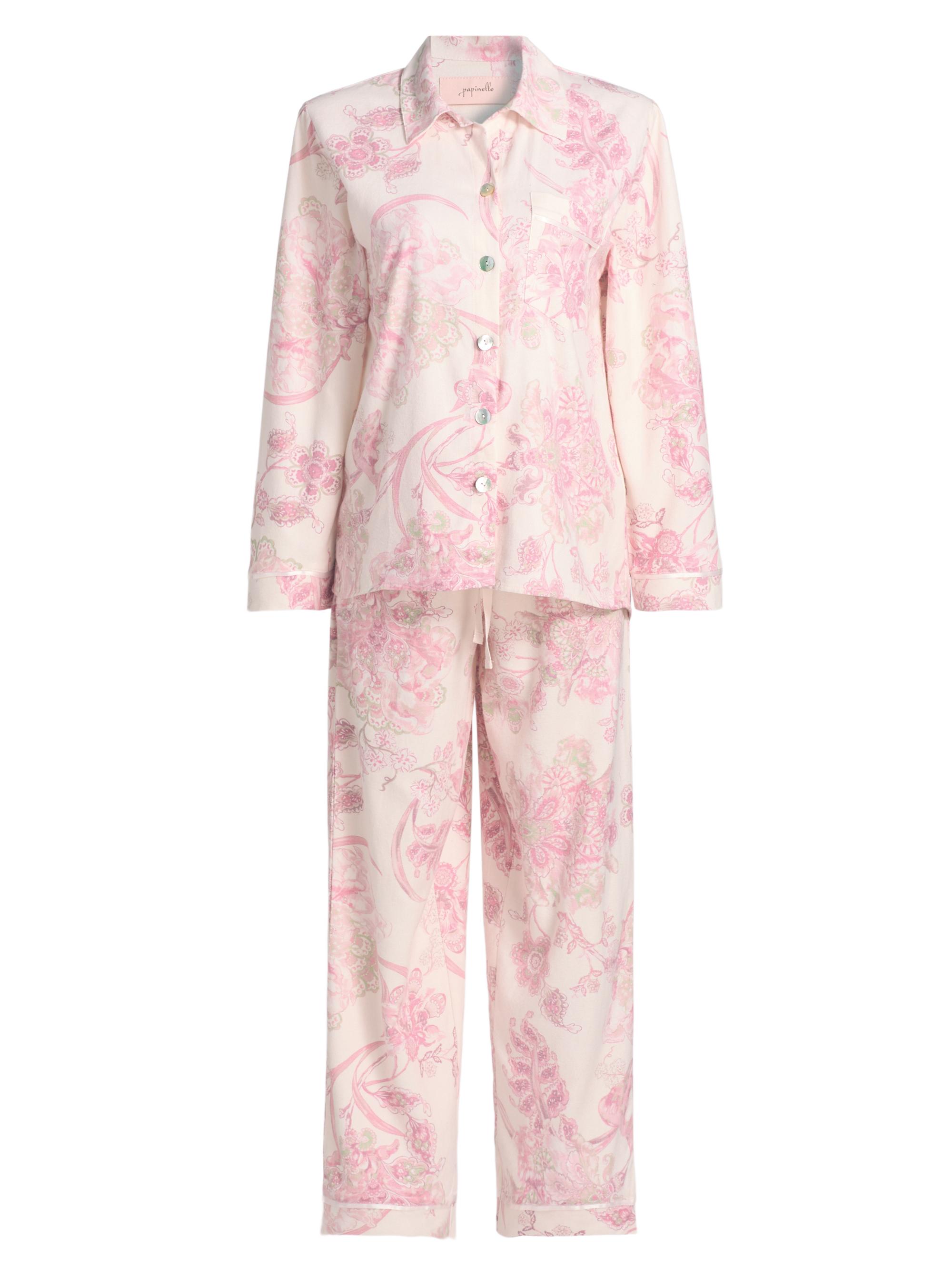 Papinelle Women's Coco Cosy Floral Cotton Pajamas - Ecru