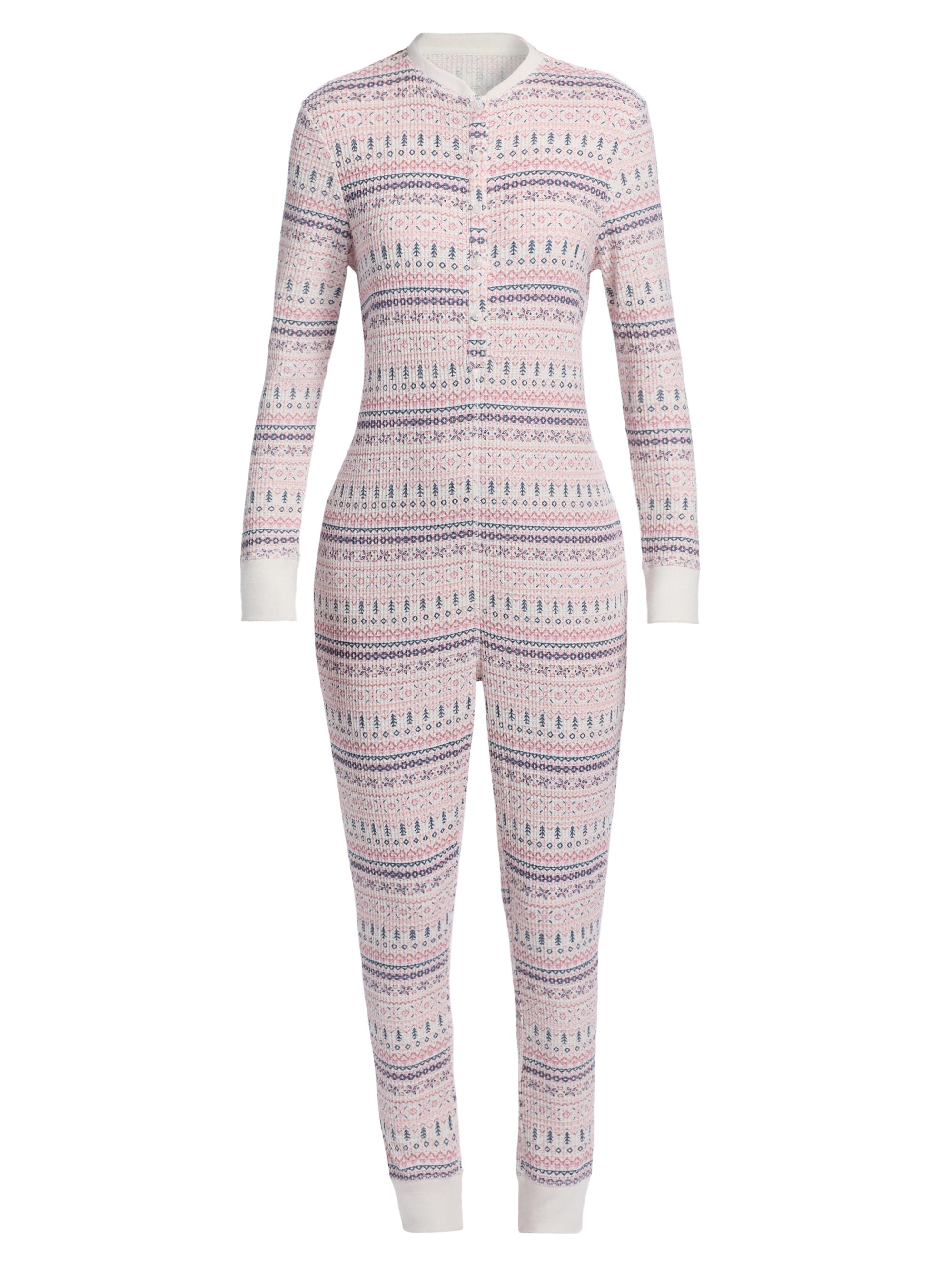 Papinelle Women's Fair Isle-Inspired Waffle Romper - Winter Rose