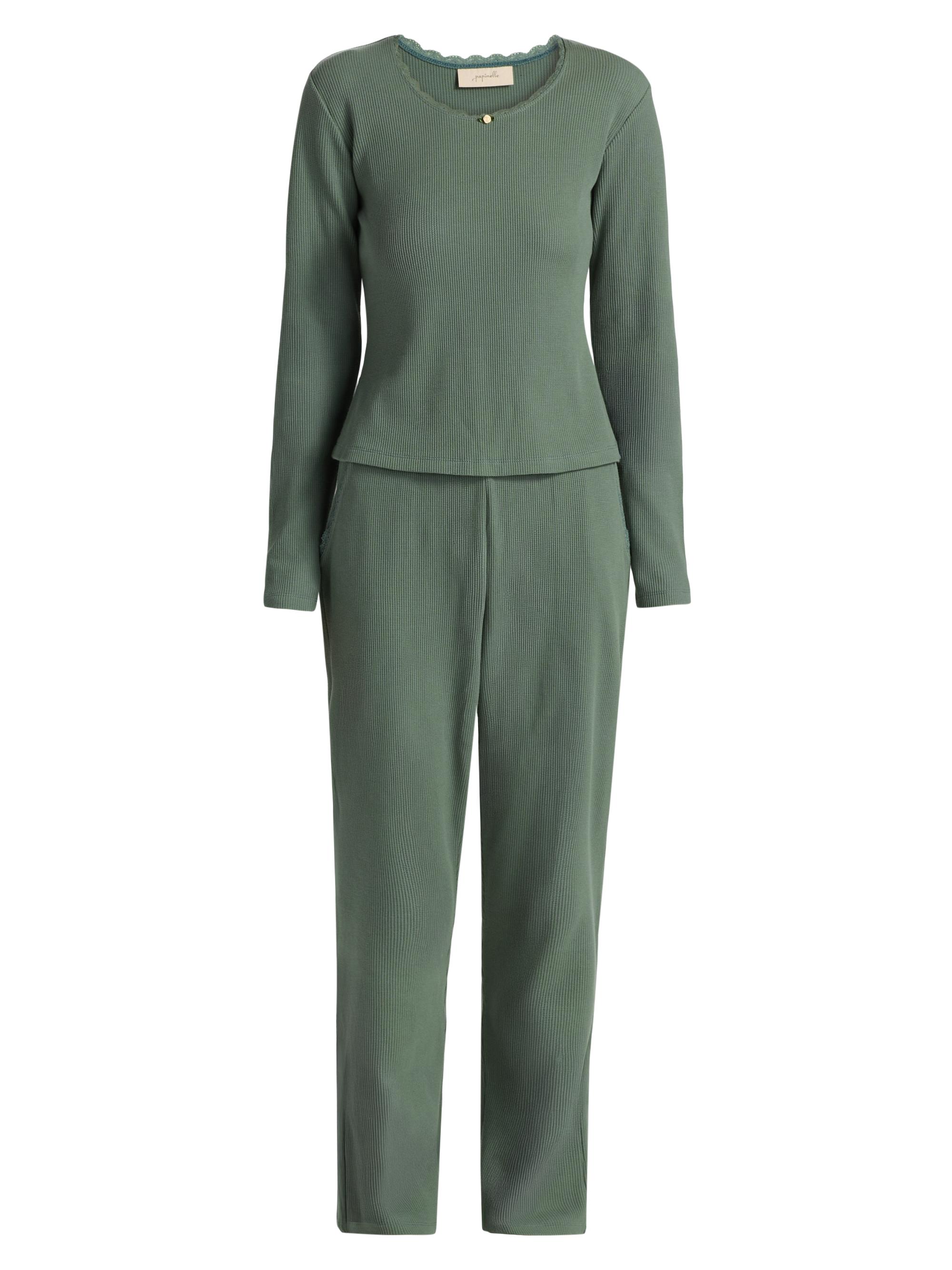 Papinelle Women's Claire Waffled Cotton Pajamas - Moss