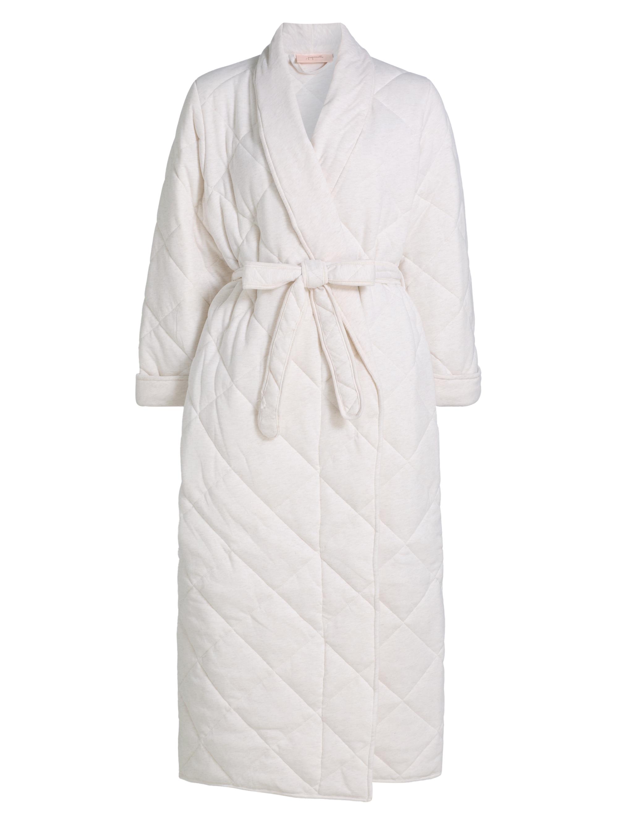 Papinelle Women's Quilted Cotton Maxi Robe - Ecru