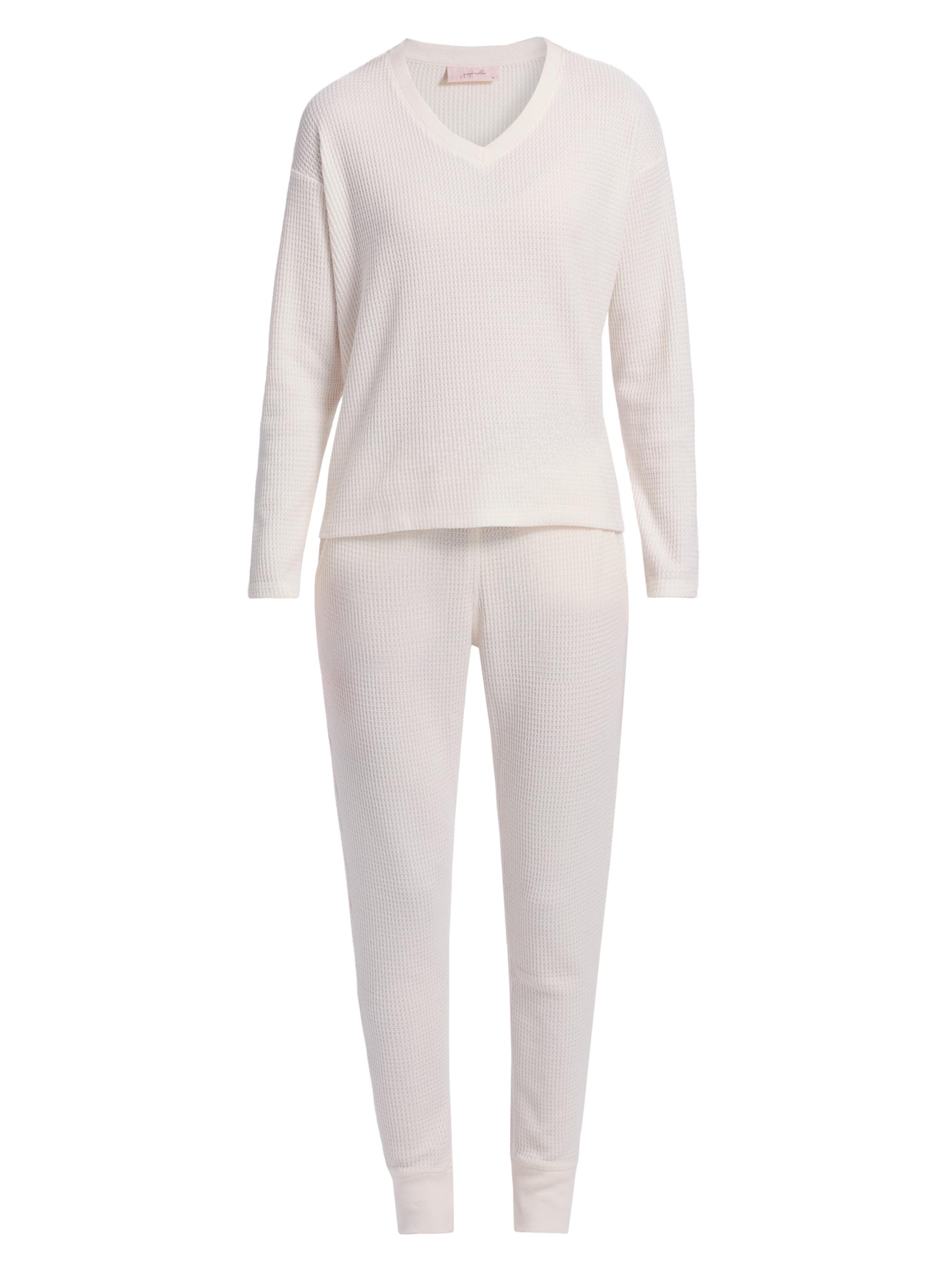 Papinelle Women's Super Soft Waffle Pajamas - Ecru