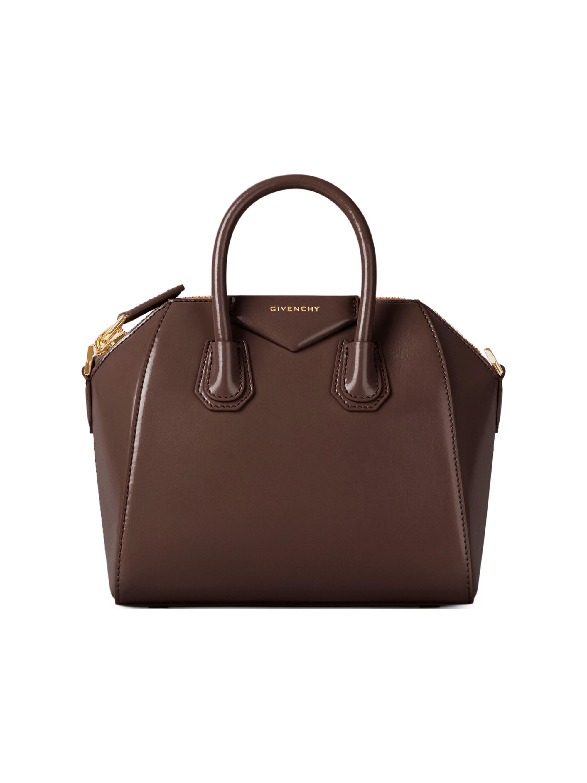 Givenchy Women's Mini Antigona Top Handle Bag in Box Leather - Dark Brown