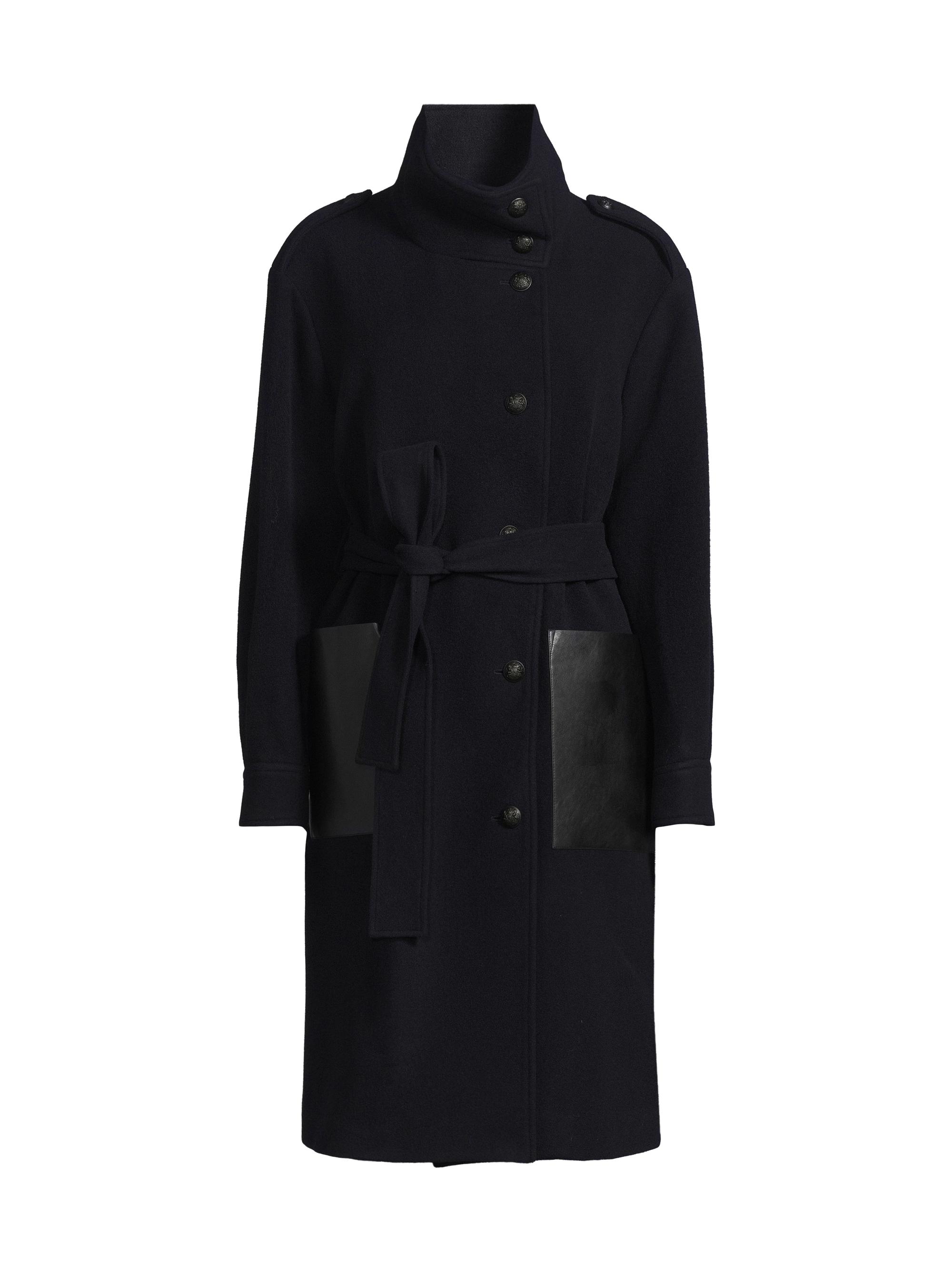 L'AGENCE Olina Pinstripe Wool-Blend Belted Coat | Saks Fifth Avenue