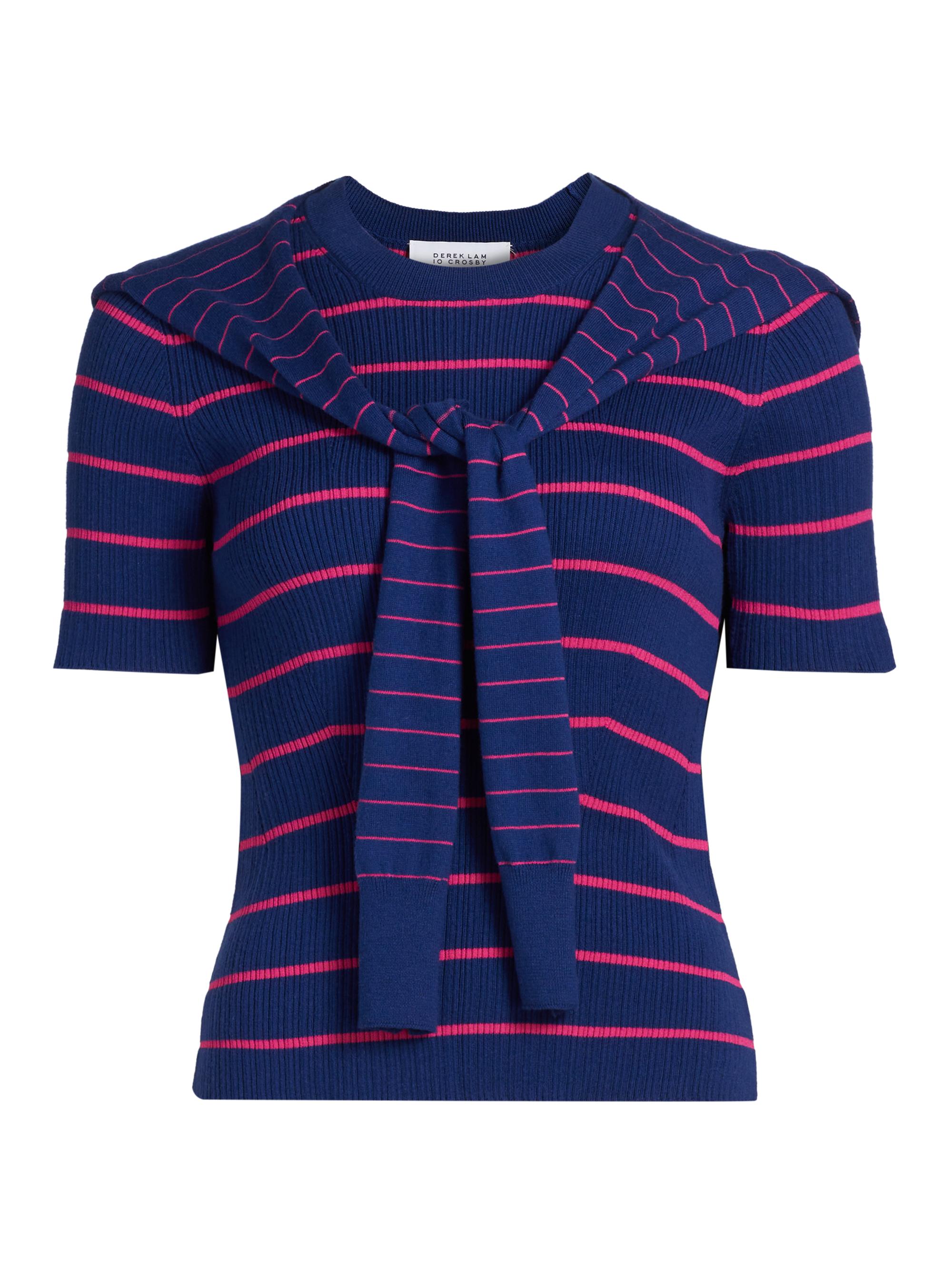Derek Lam 10 Crosby Women's Twain Striped Sweater - Navy Raspberry