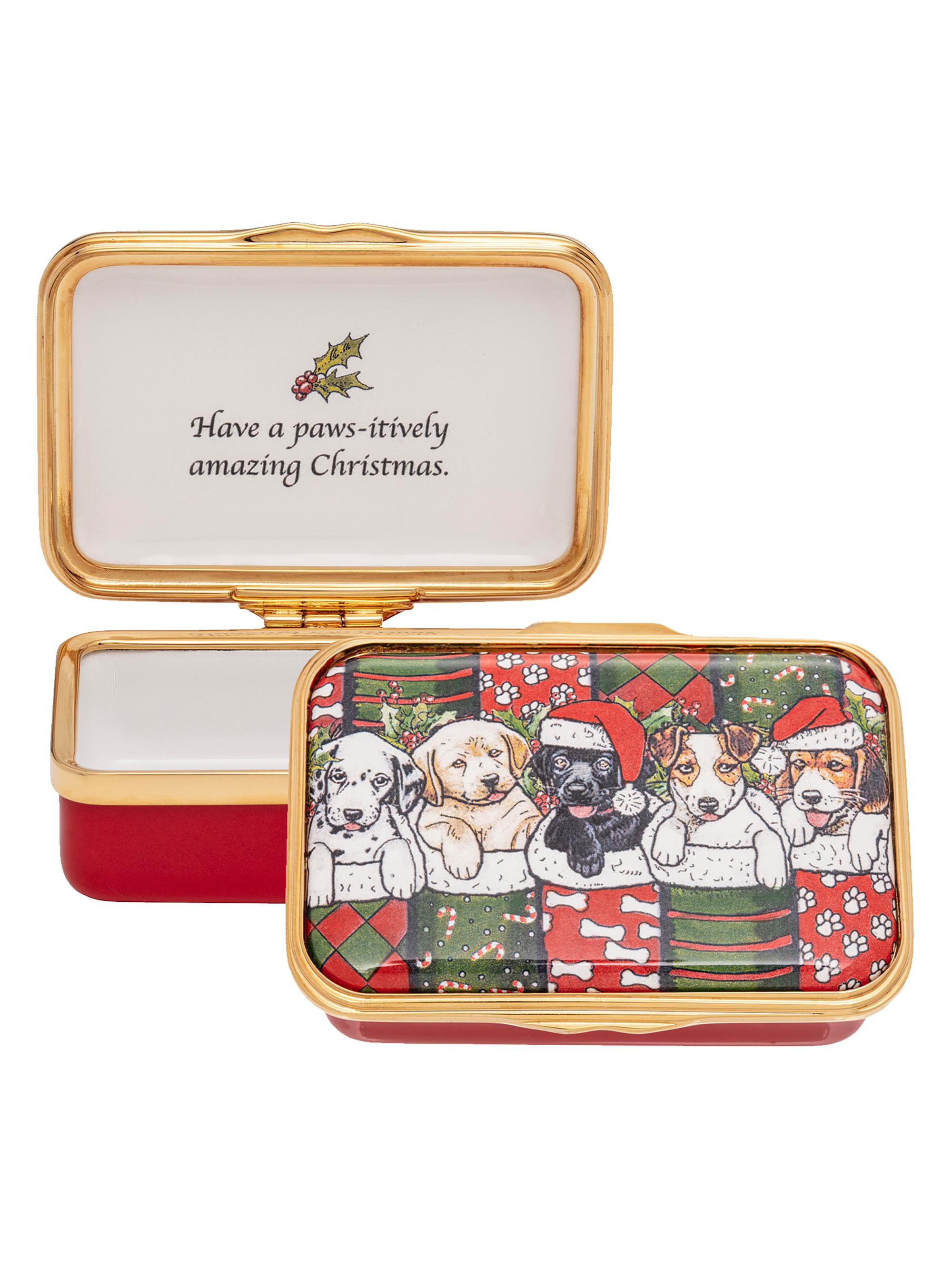 Halcyon Days Have a Pawsitively Amazing Christmas Enamel Box