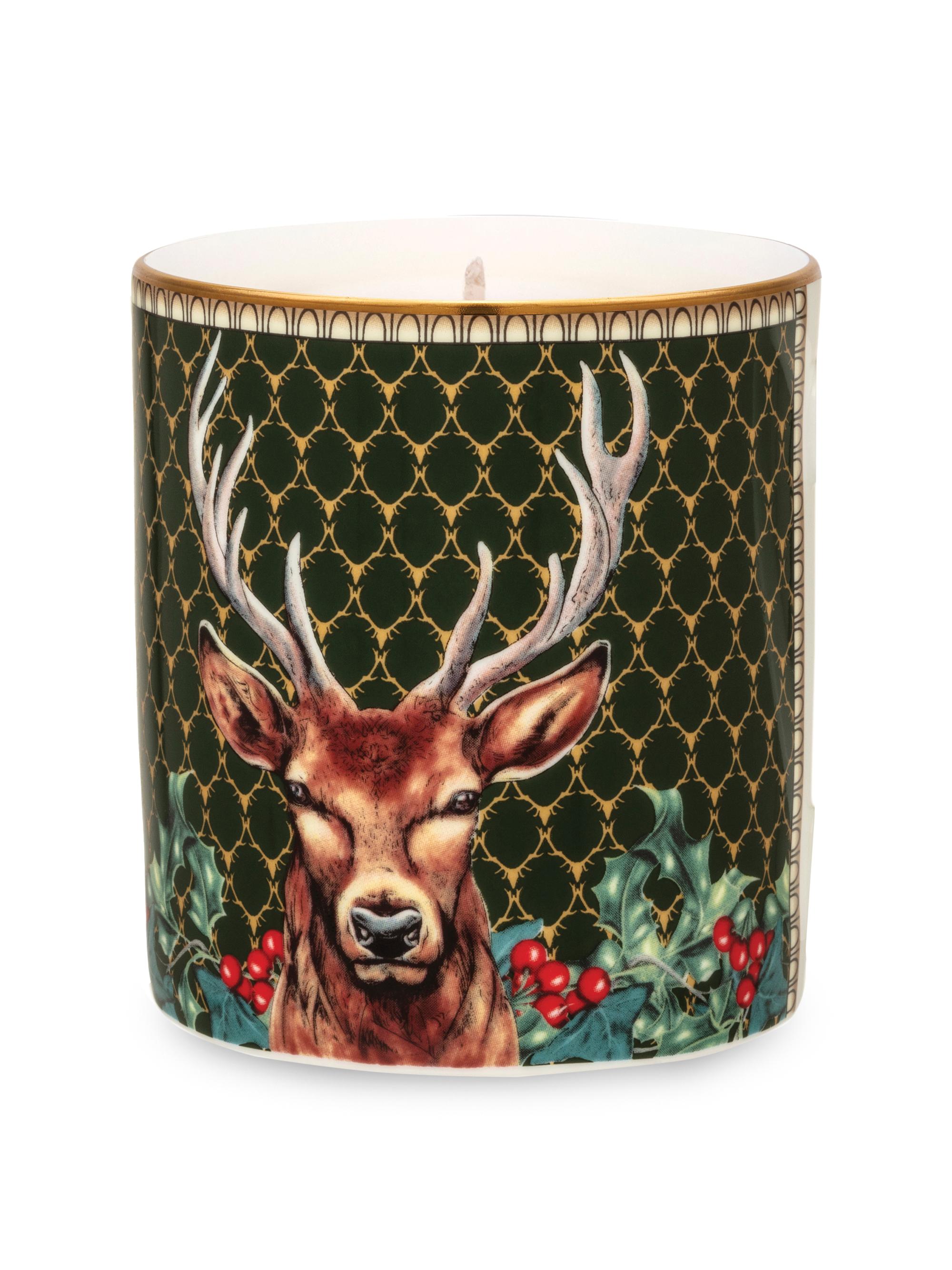 Halcyon Days Antler Trellis Green Stag Scottish Pine Candle - Green