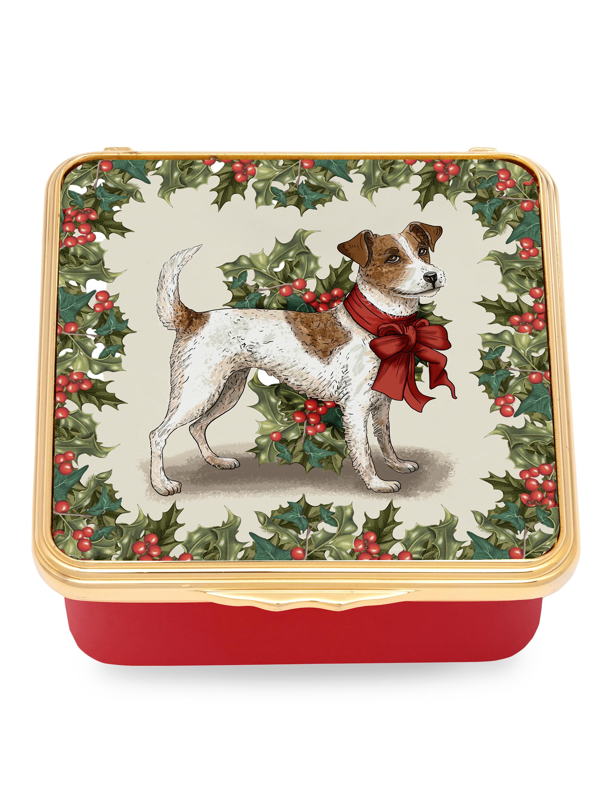 Halcyon Days Waiting For Christmas Enamel Box - Red White