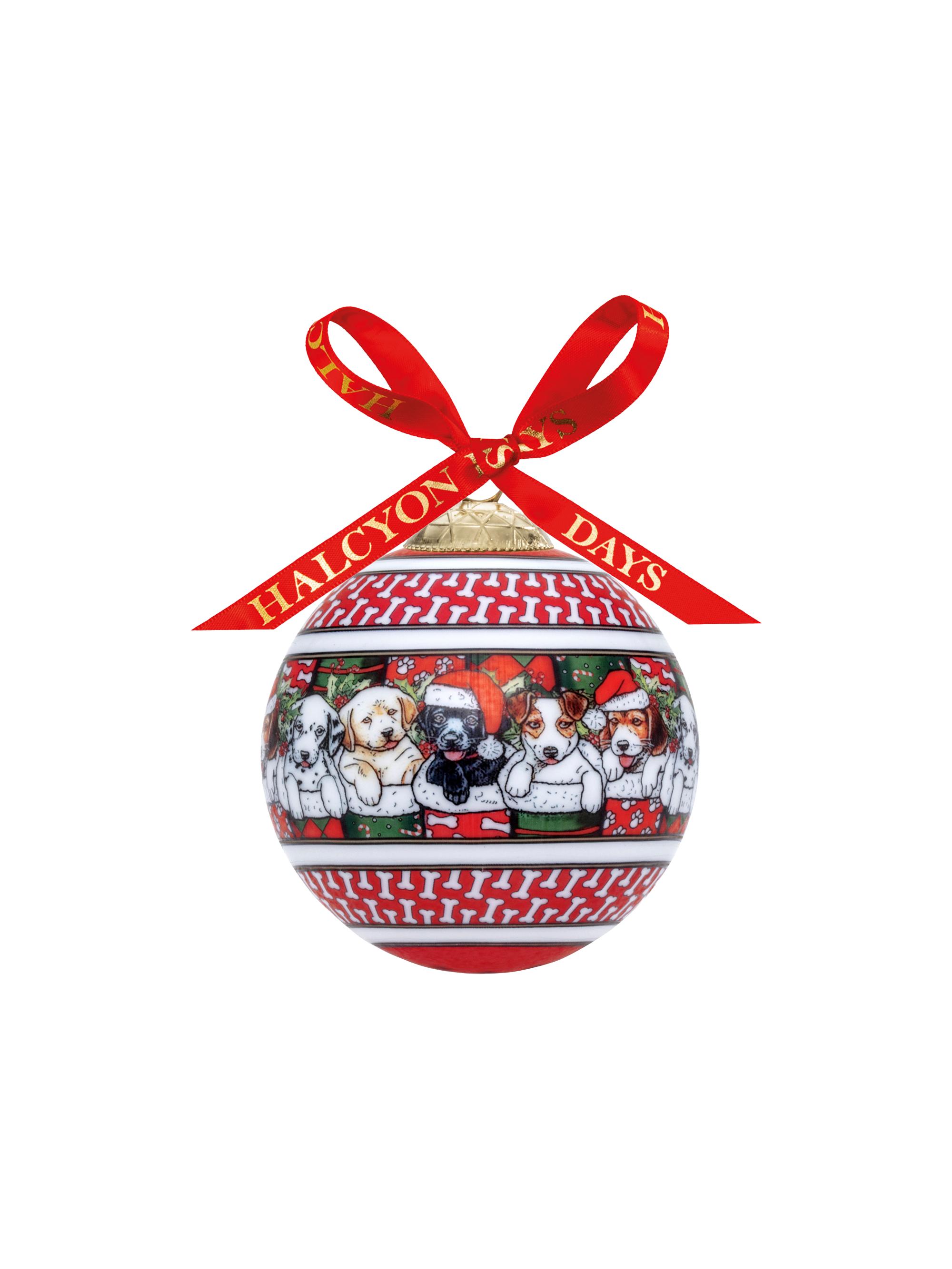 Halcyon Days Dog Printed Bauble Ornament