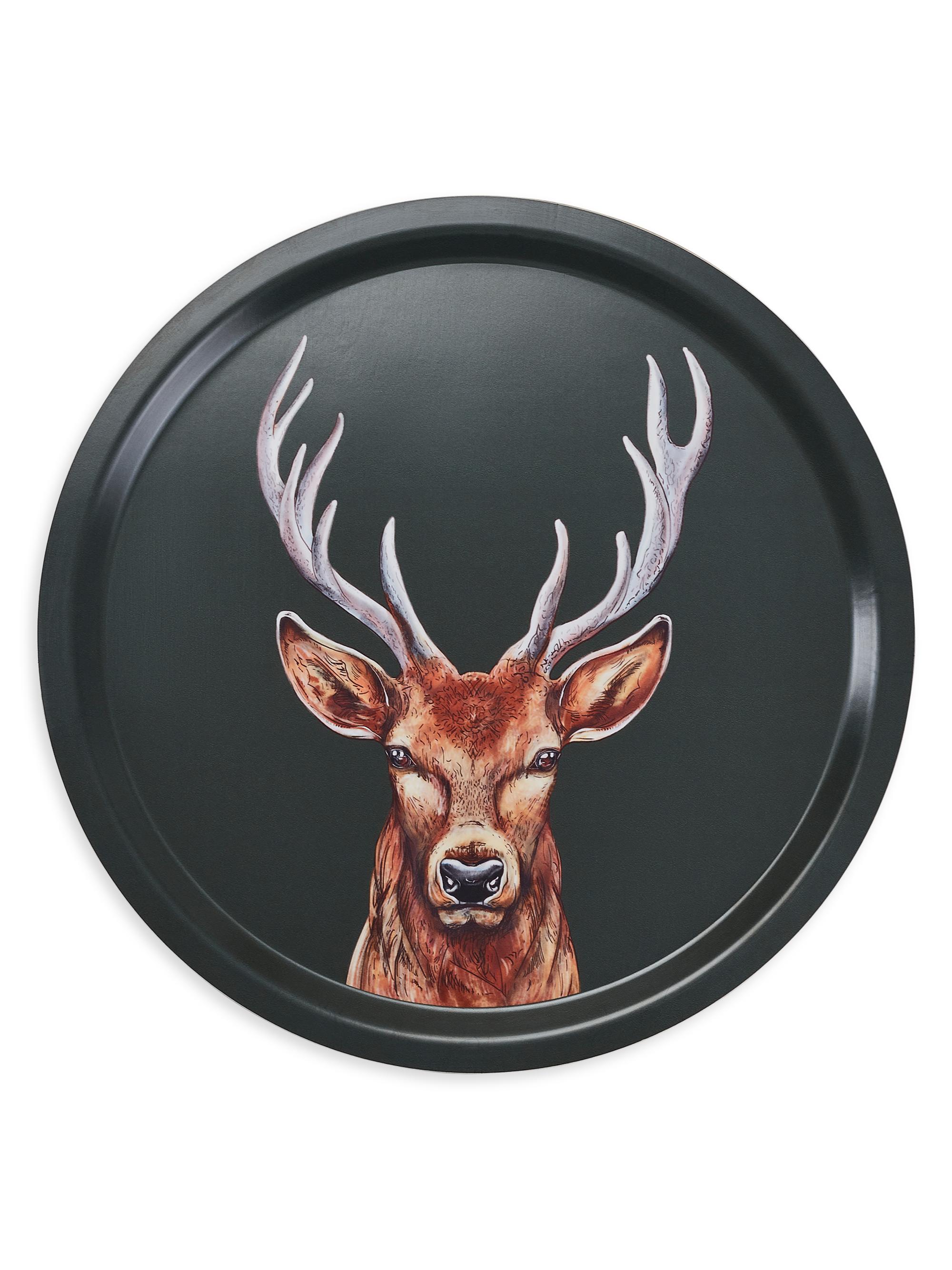 Halcyon Days Stag Birchwood Tray - Green