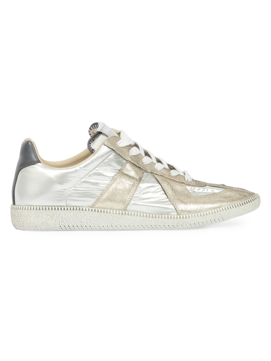 Maison Margiela Replica Metallic Leather Low-Top Sneakers | Saks