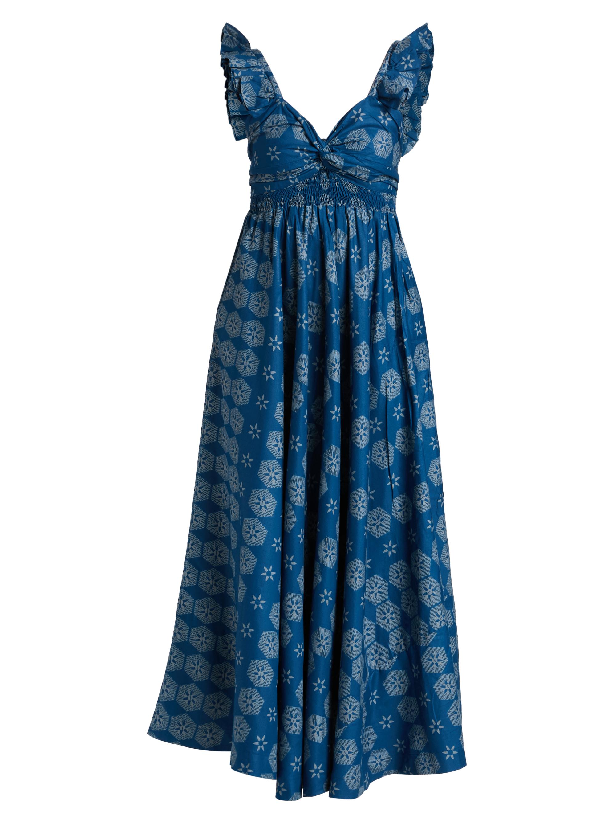 Elisamama Women's Ibukun Printed Midi-Dress - Blue