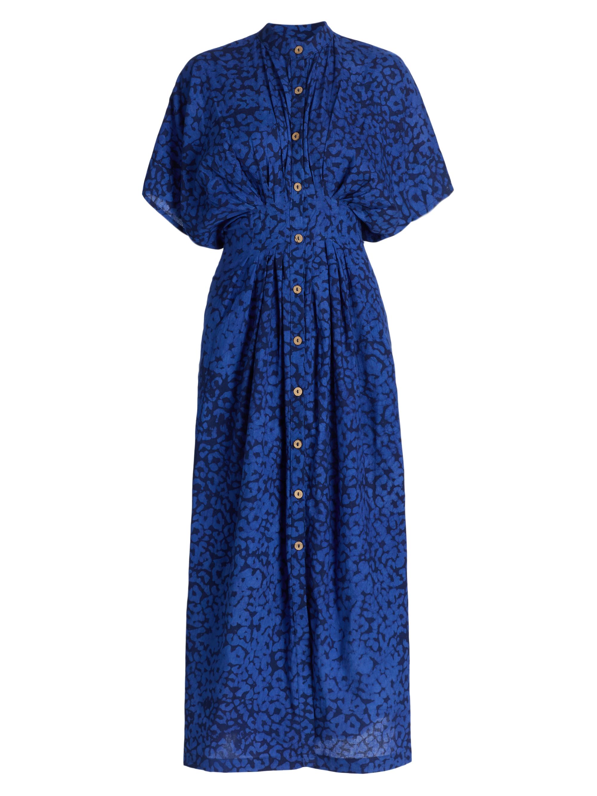 Elisamama Women's Buga Button-Front Midi-Dress - Blue